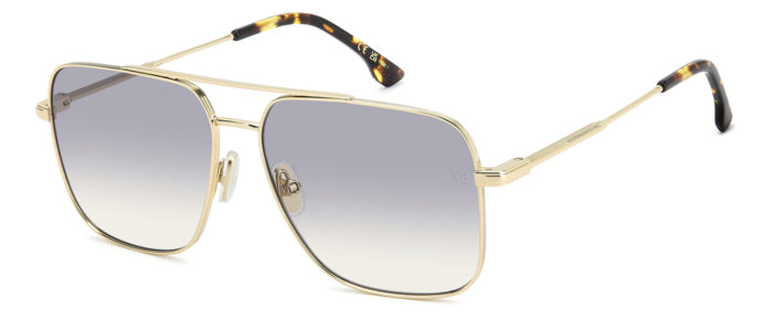 Occhiali da sole Victoria Beckham donna modello VB 1007/S/BB colore oro con lenti scure, mostrati su uno sfondo neutro per ev