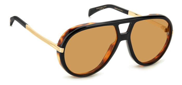 Occhiali da sole David Beckham DB 99/VOYAGER Avana da uomo, con montatura in acetato e lenti scure, mostrati su sfondo neutro
