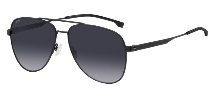 Occhiali da sole BOSS neri da uomo modello 1641/S 207091 frontale. Montatura squadrata in acetato nero lucido e lenti scure.