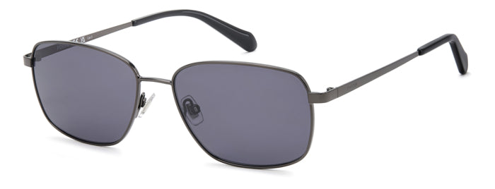 Occhiali da sole da uomo Fossil FOS 3180/G/S color oro, montatura in metallo sottile e lenti scure, mostrati su sfondo neutro