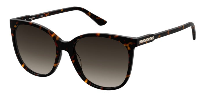 Occhiali da sole Pierre Cardin donna modello P.C. 8526/S con montatura avana frontale, lenti scure e aste laterali in vista,