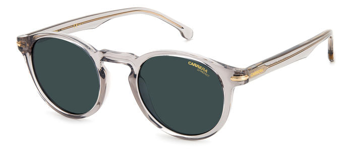 Occhiali da sole Carrera 301/S neri unisex, modello 205786, visti frontalmente su sfondo chiaro, che mostrano la montatura ne
