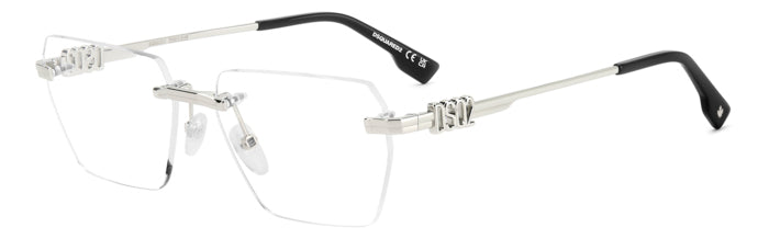 Occhiali da vista DSQUARED2 107888 (D2 0102) da uomo, montatura squadrata grigia in acetato su sfondo neutro.