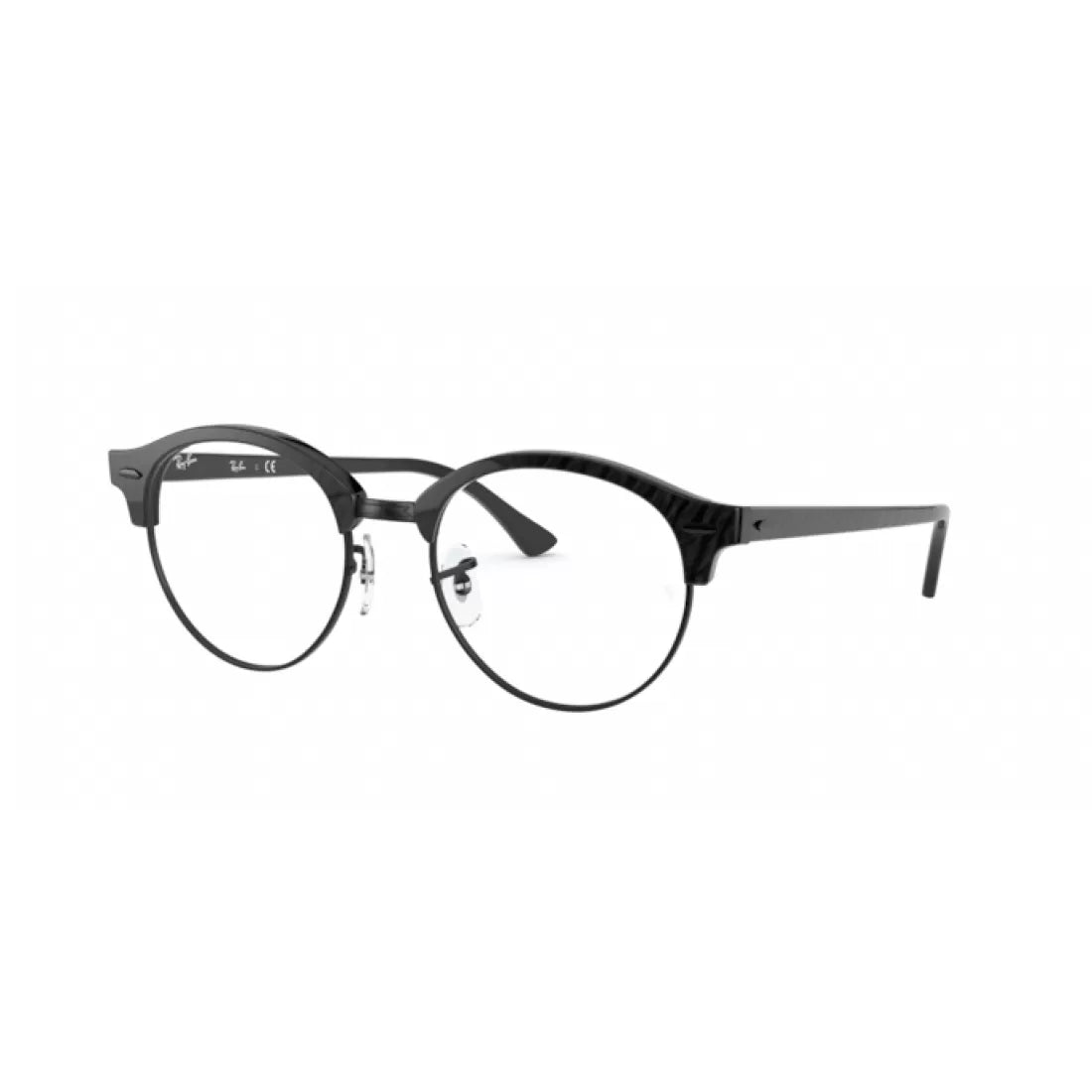 OCCHIALE DA VISTA UNISEX RAY-BAN RX 4246V CLUBROUND 8049 PARTE SUPERIORE RUGOSA NERO SU NERO CALIBRO 47