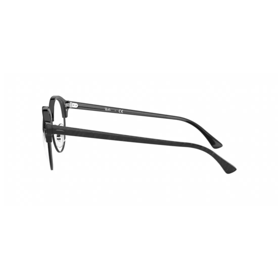 OCCHIALE DA VISTA UNISEX RAY-BAN RX 4246V CLUBROUND 8049 PARTE SUPERIORE RUGOSA NERO SU NERO CALIBRO 47