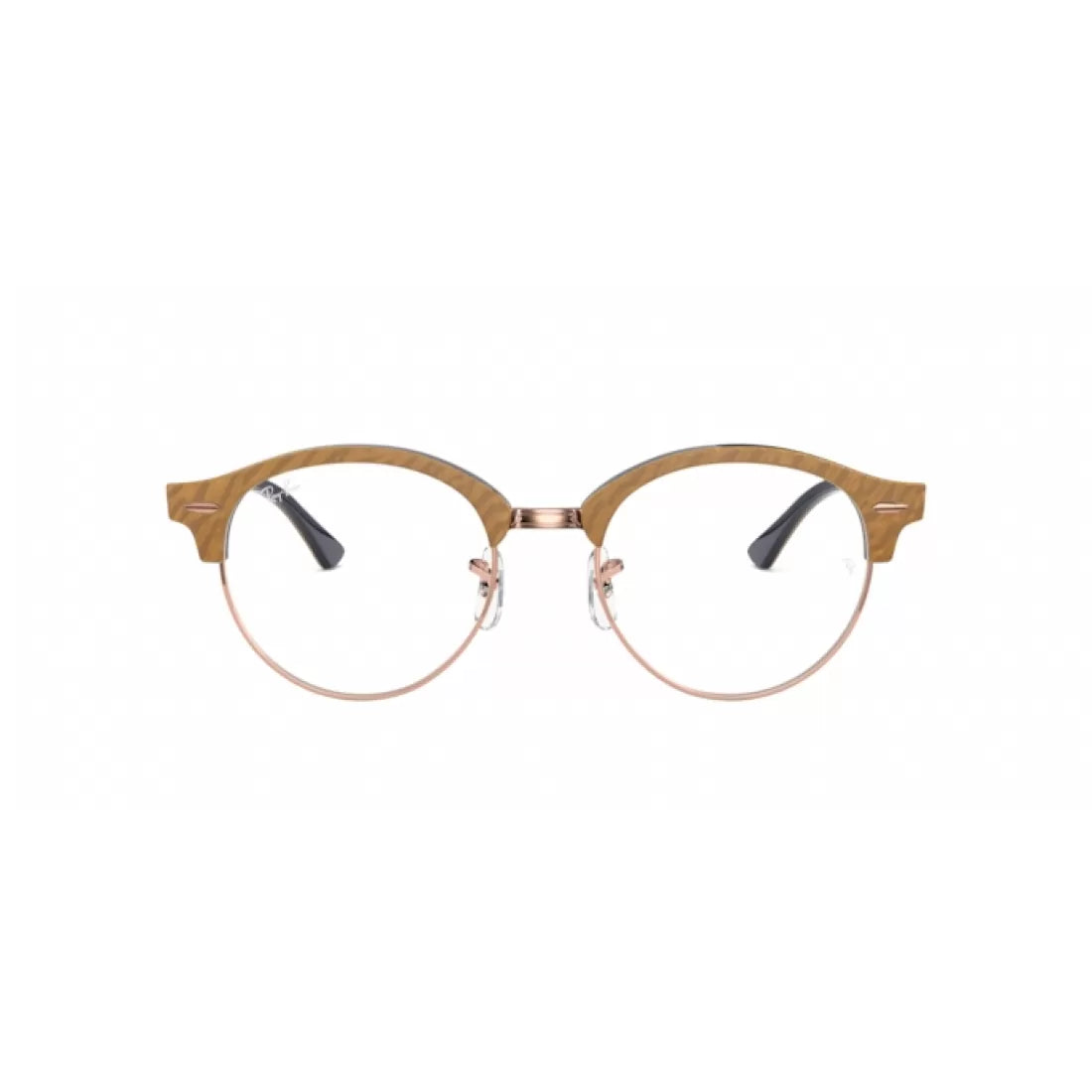 OCCHIALE DA VISTA UNISEX RAY-BAN RX 4246V CLUBROUND 8051 TOP STROPICCIATO BEIGE SU BLU CALIBRO 47