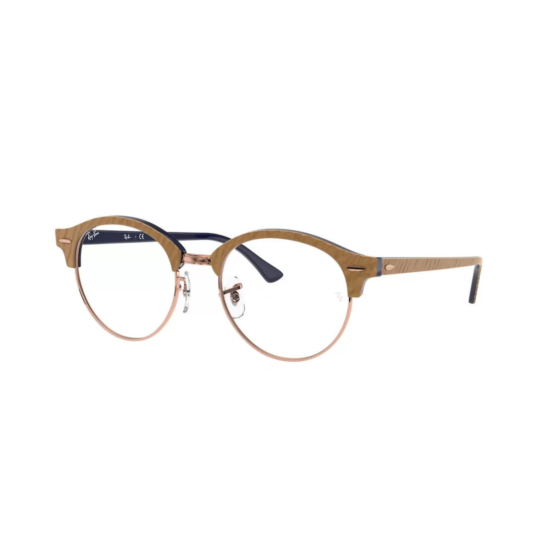 OCCHIALE DA VISTA UNISEX RAY-BAN RX 4246V CLUBROUND 8051 TOP STROPICCIATO BEIGE SU BLU CALIBRO 47