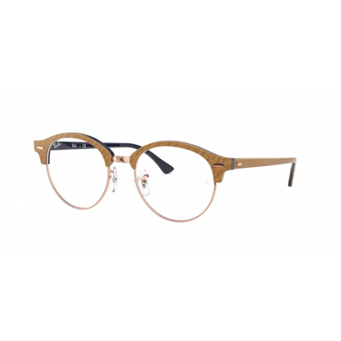OCCHIALE DA VISTA UNISEX RAY-BAN RX 4246V CLUBROUND 8051 TOP STROPICCIATO BEIGE SU BLU CALIBRO 47