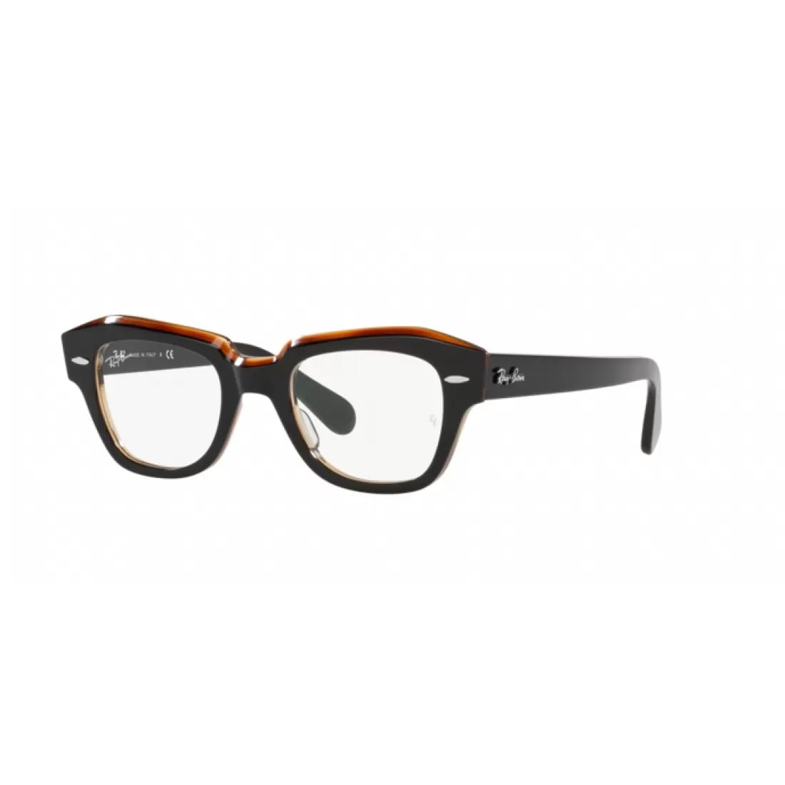 OCCHIALE DA VISTA UNISEX RAY-BAN RX 5486 STATE STREET 8096 NERO SU MARRONE TRASPARENTE CALIBRO 48