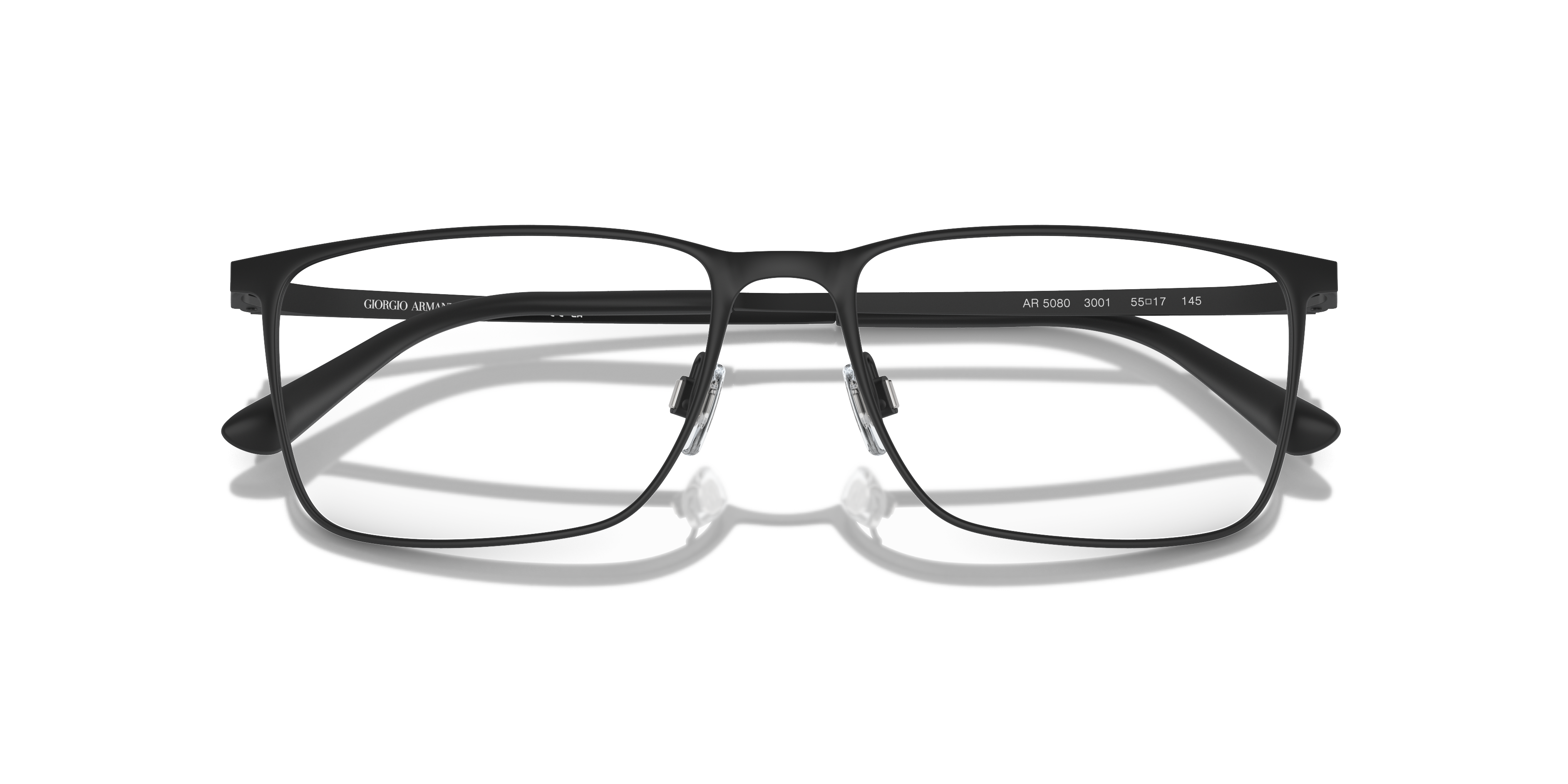 Occhiali da sole Giorgio Armani AR5080 uomo neri opachi, mostrati su sfondo bianco, con montatura in metallo leggero e lenti