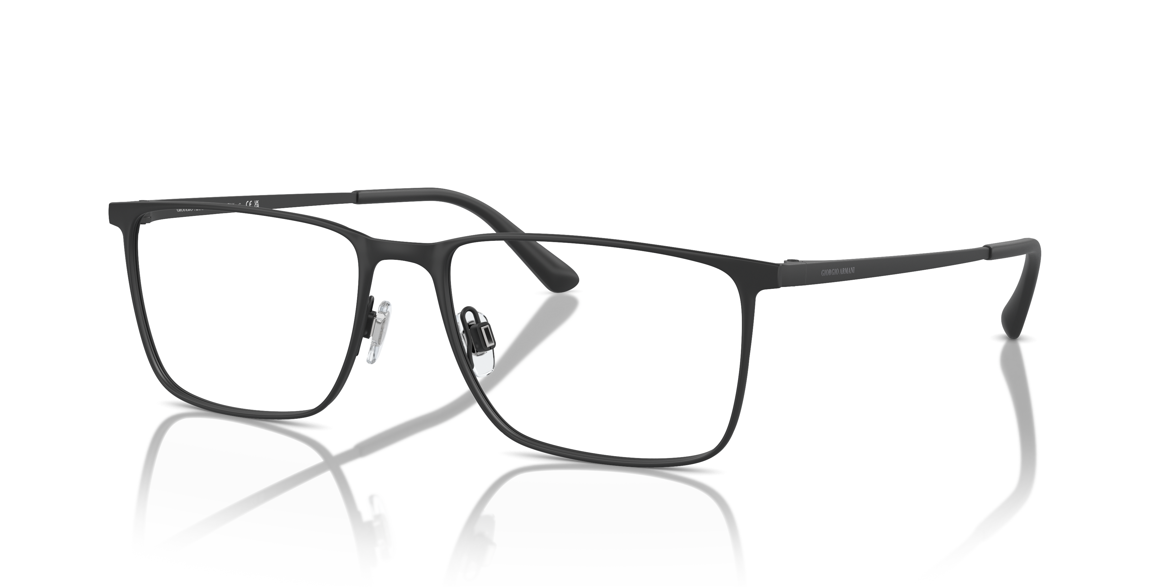 Occhiali da sole Giorgio Armani AR5080 uomo neri opachi, mostrati su sfondo bianco, con montatura in metallo leggero e lenti