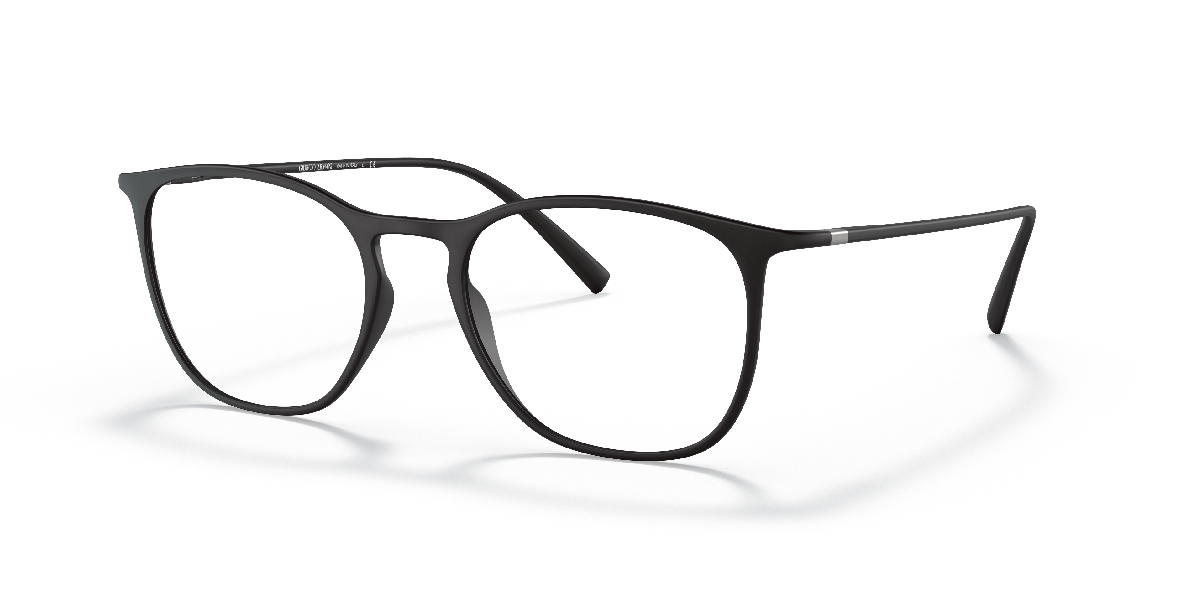Occhiali da sole Giorgio Armani AR7202 da uomo neri opachi su sfondo bianco, vista frontale.