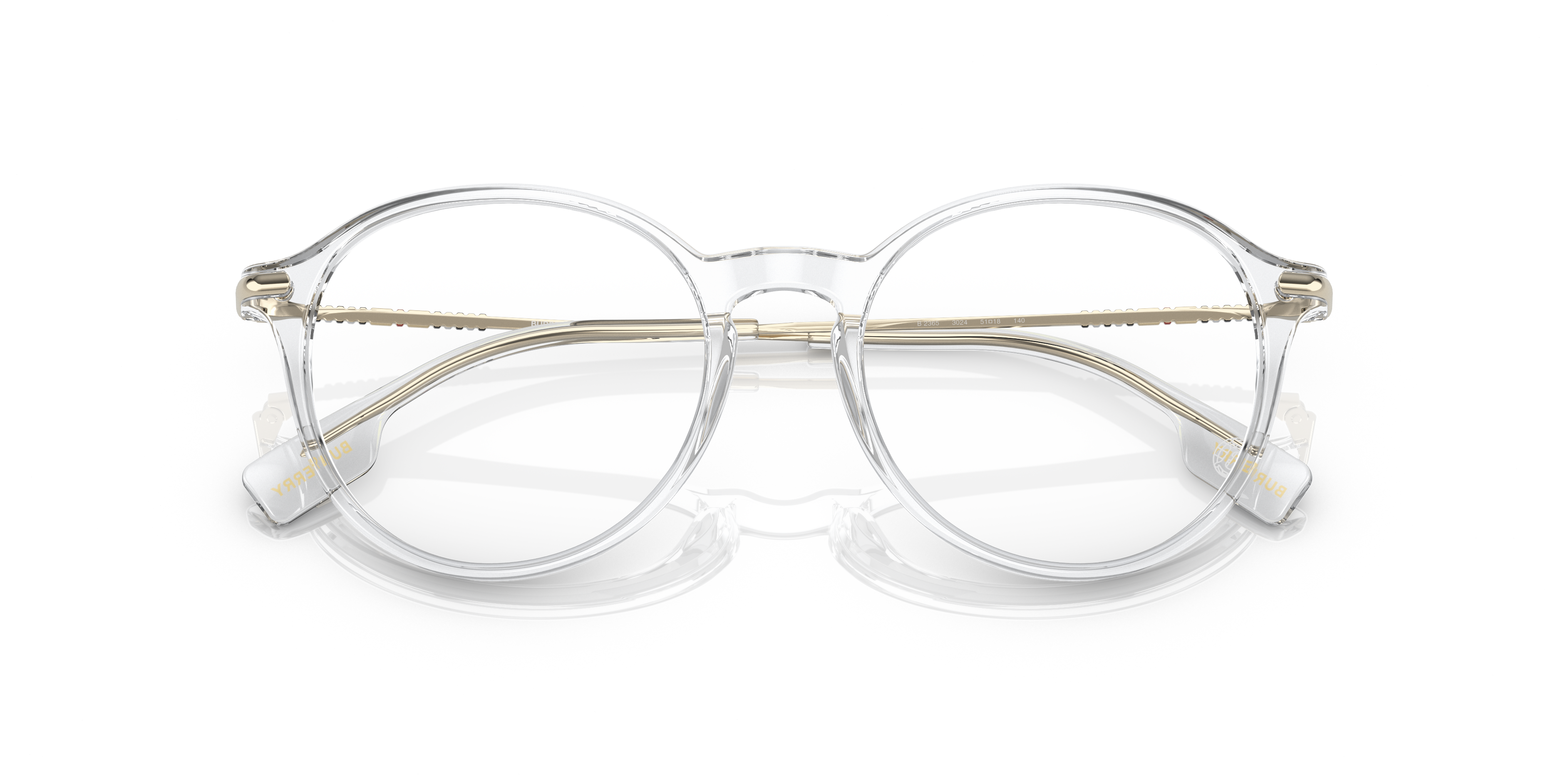 Occhiali da sole Burberry 0BE2365 ALISSON donna con montatura trasparente e lenti scure, indossati su un viso femminile