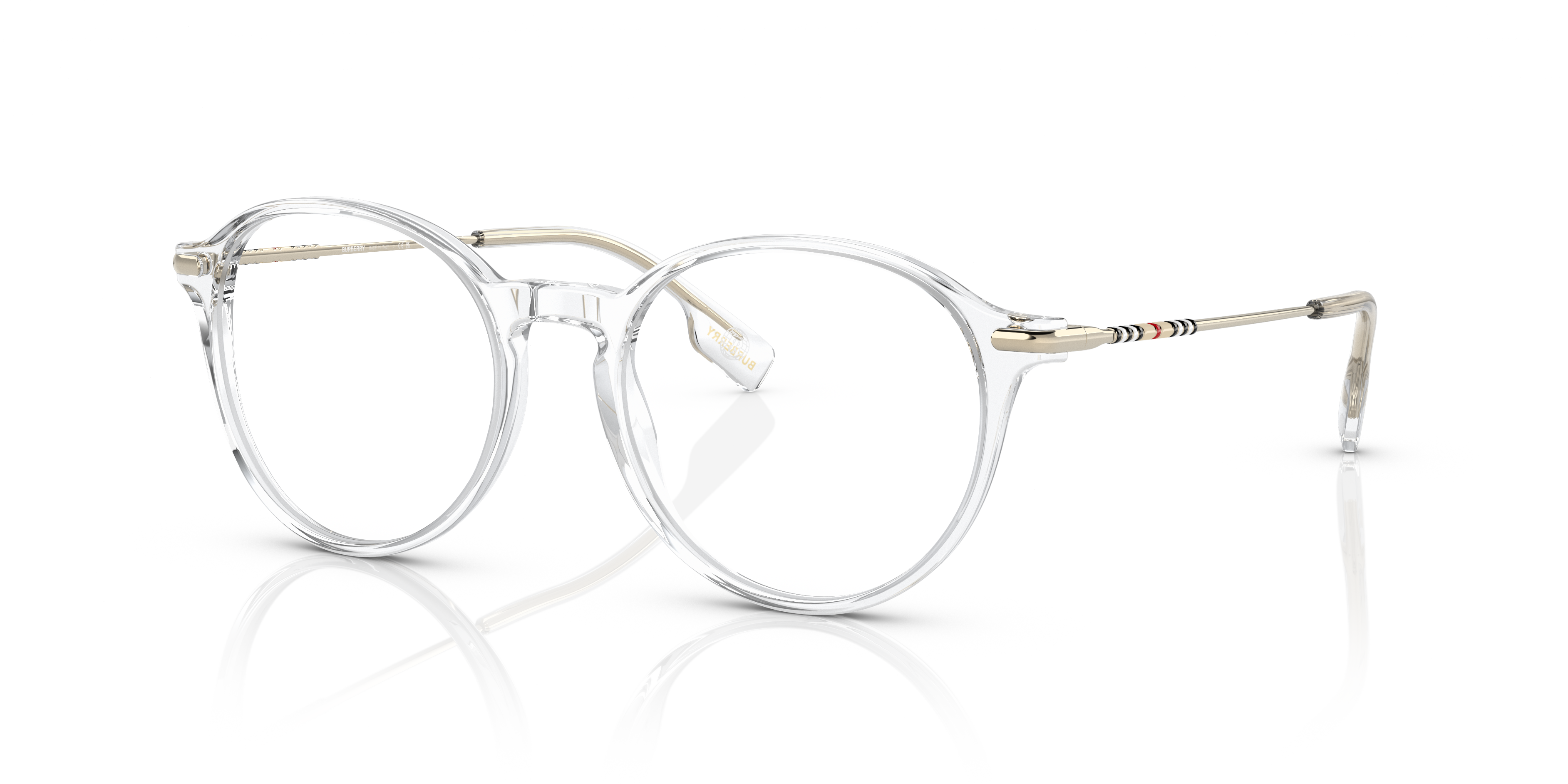 Occhiali da sole Burberry 0BE2365 ALISSON donna con montatura trasparente e lenti scure, indossati su un viso femminile