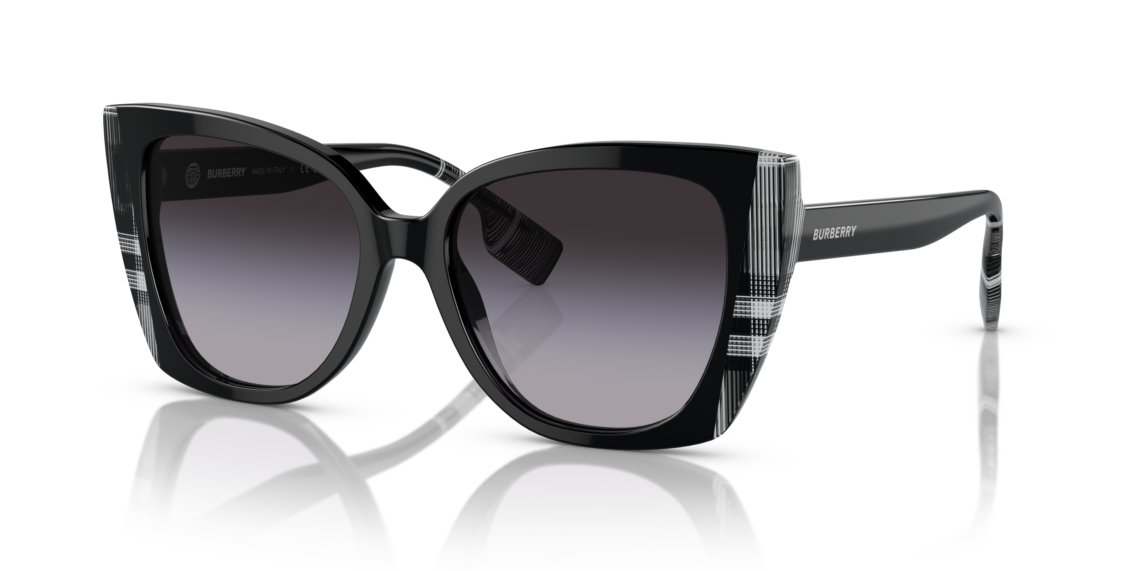 BURBERRY BE 4393 MERYL 405313 DARK HAVANA BROWN-CHECK | WOMEN'S SUNGLASSES 