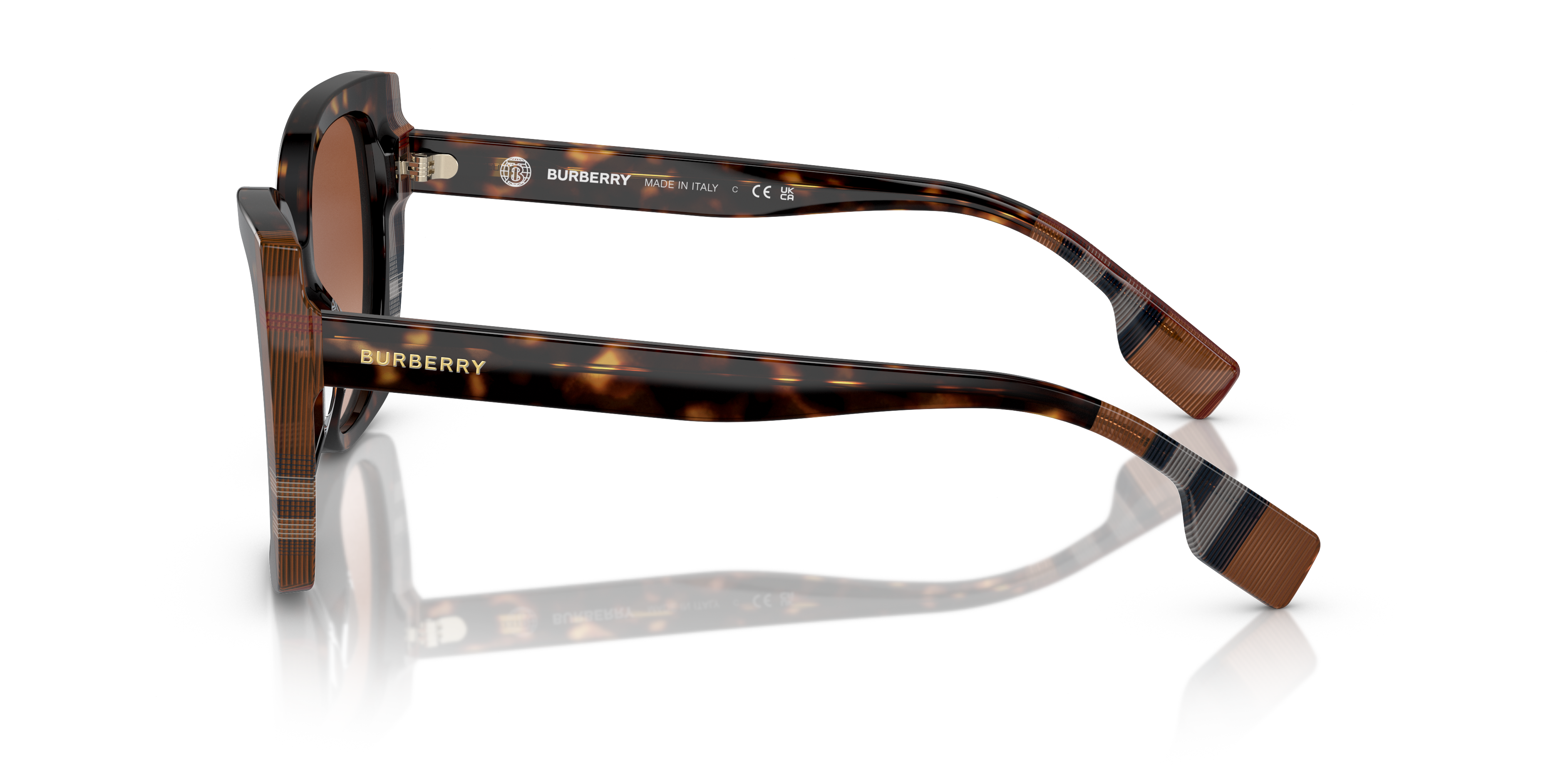 BURBERRY BE 4393 MERYL 405313 DARK HAVANA BROWN-CHECK | WOMEN'S SUNGLASSES 