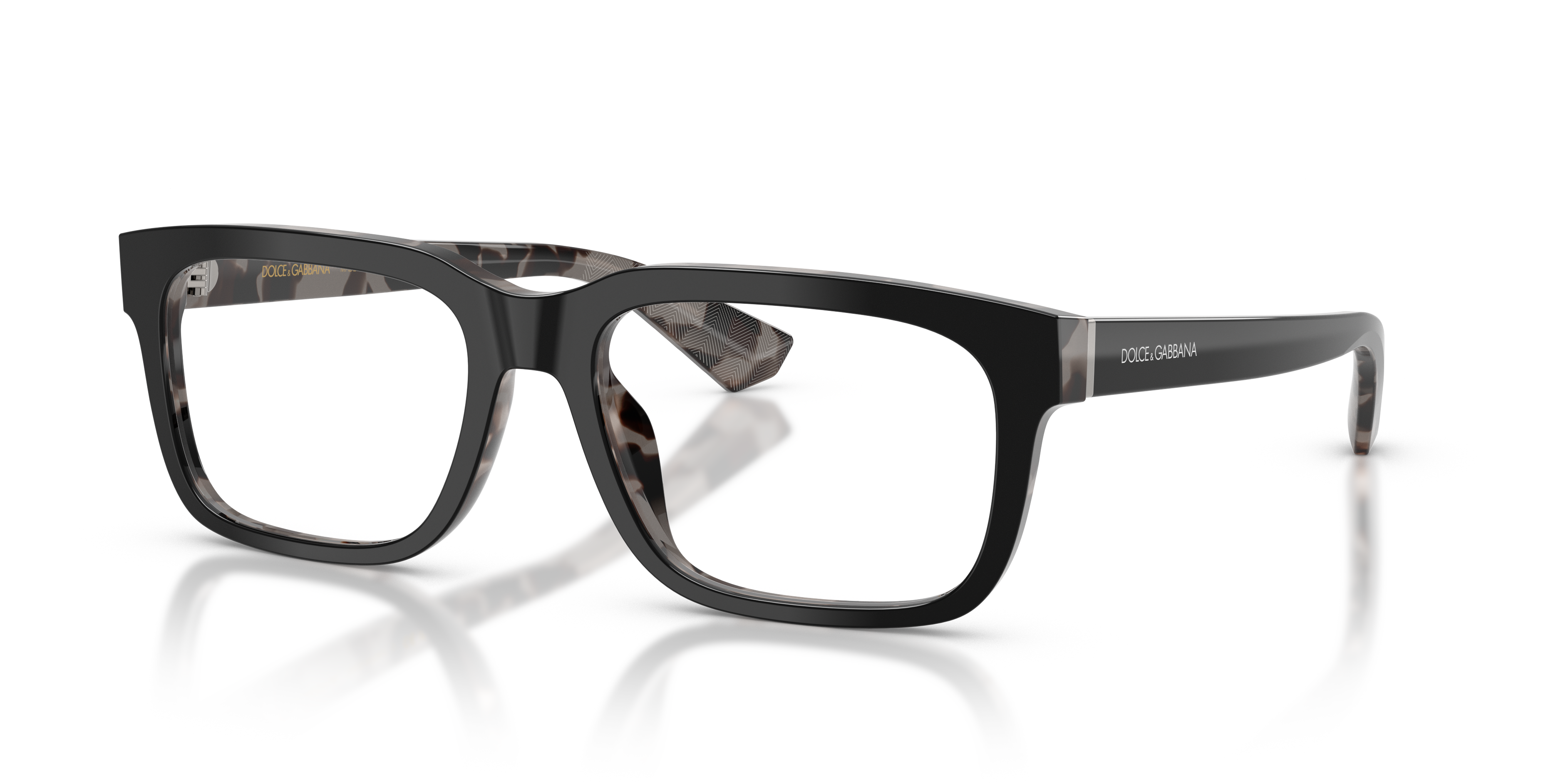 Occhiali da sole da uomo Dolce & Gabbana modello DG3432, colore Black On Grey Havana, montatura in acetato vista frontale.