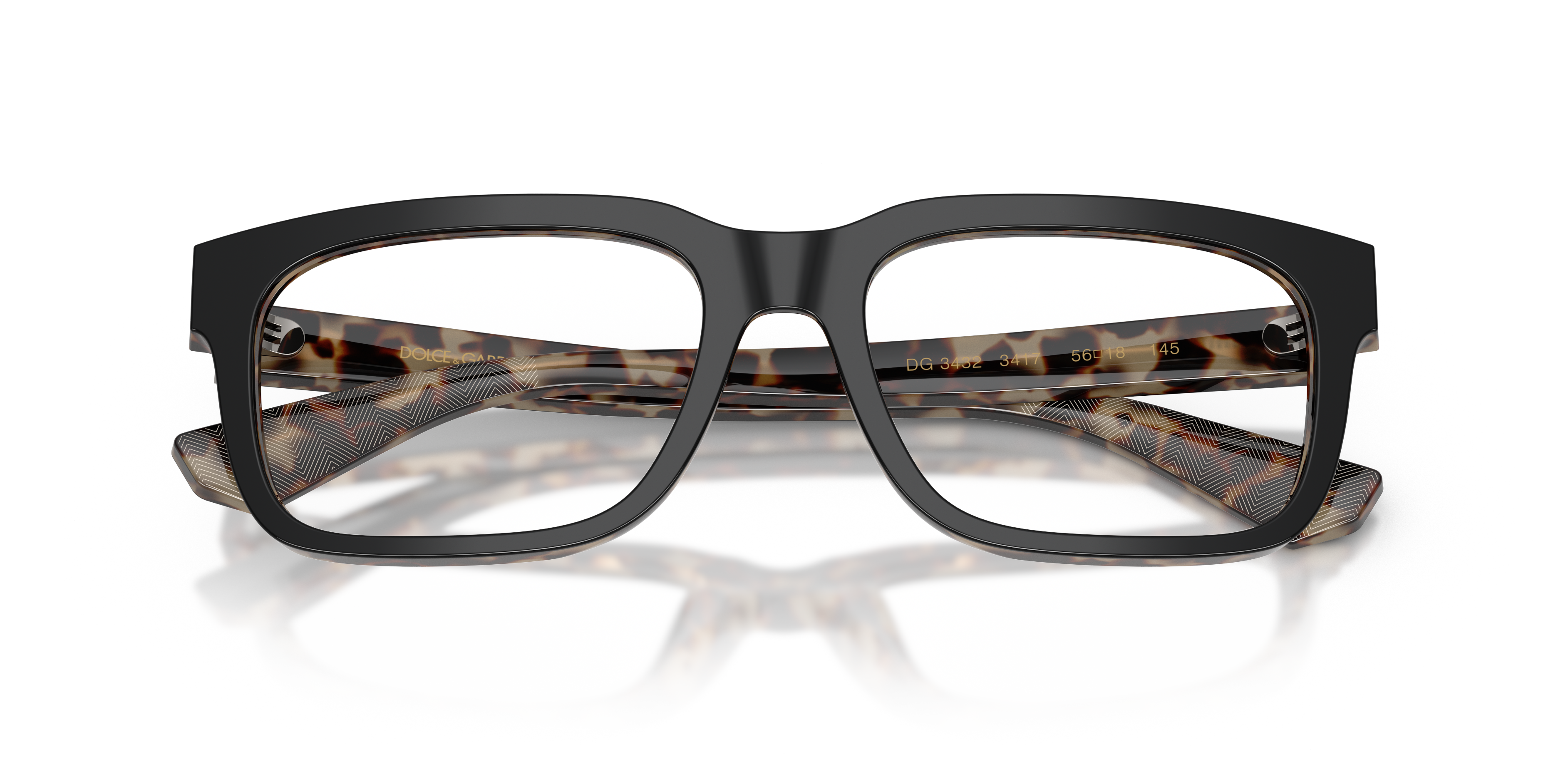 Occhiali da sole da uomo Dolce & Gabbana modello DG3432, colore Black On Grey Havana, montatura in acetato vista frontale.