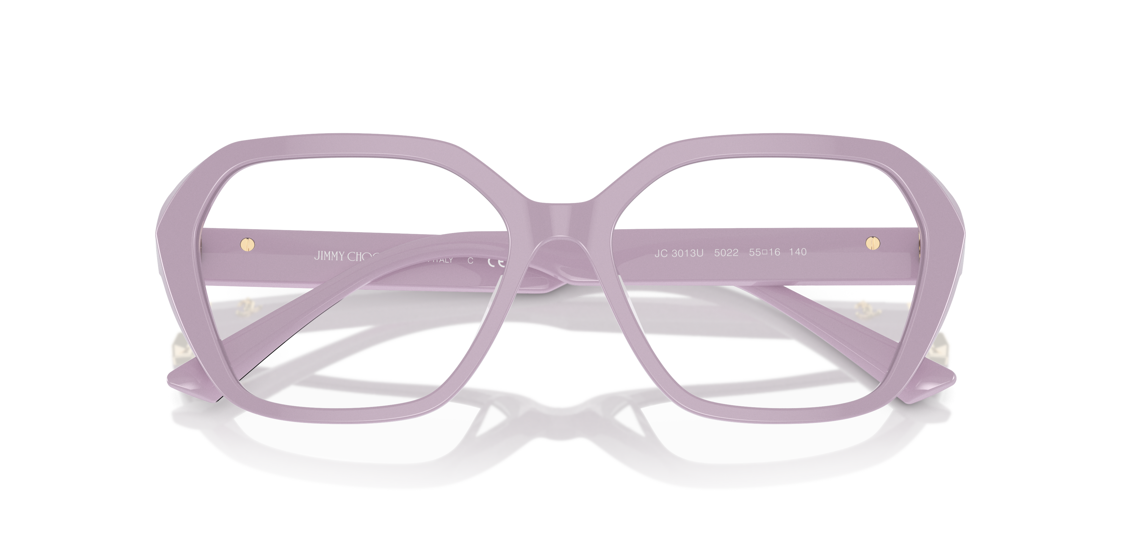 Occhiali da sole Jimmy Choo modello JC3013U da donna, di colore nero, posati su una superficie chiara in studio.
