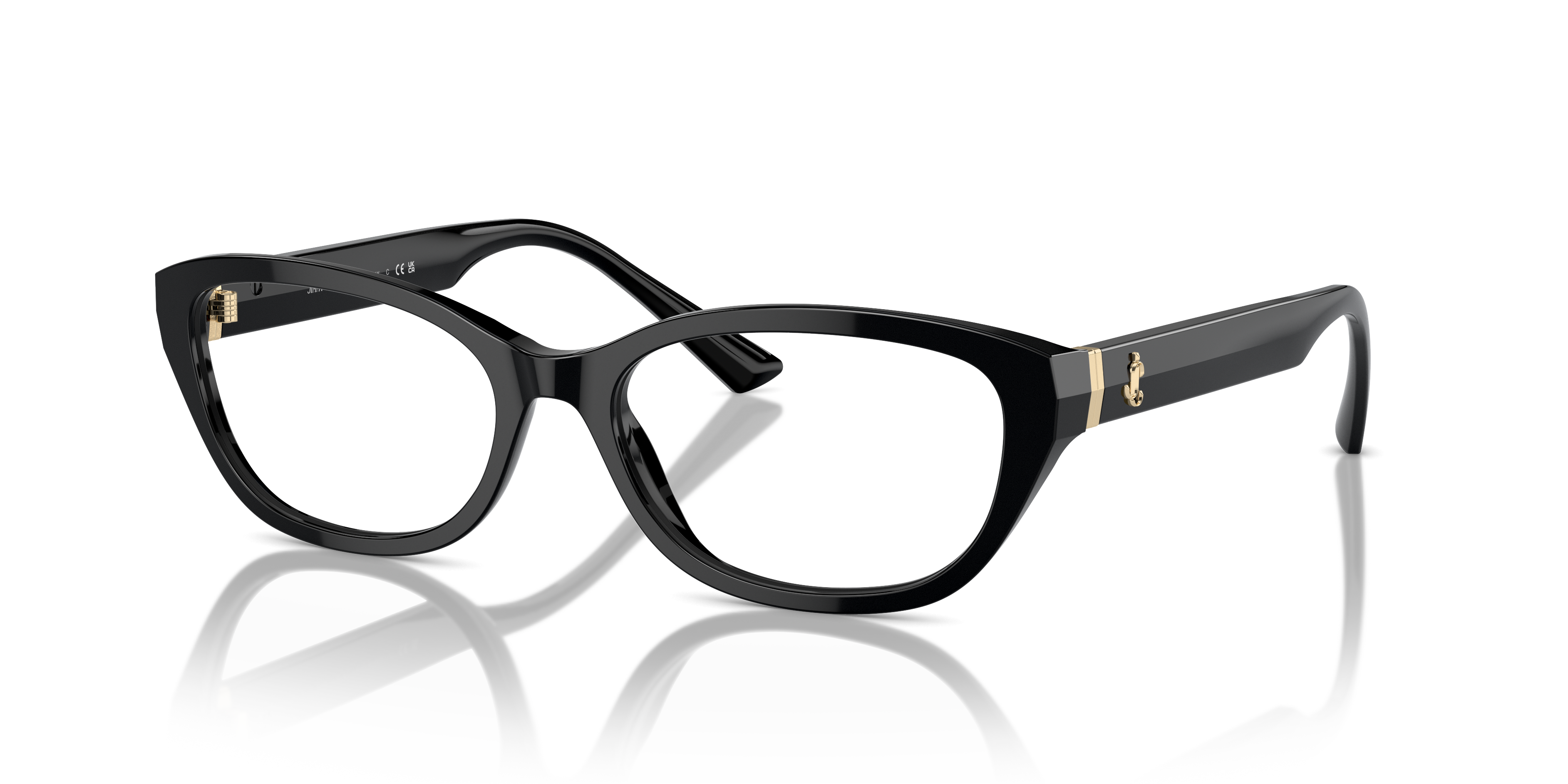 Occhiali da sole Jimmy Choo JC3015 Black da donna, modello cat-eye in acetato nero lucido, eleganti e moderni.