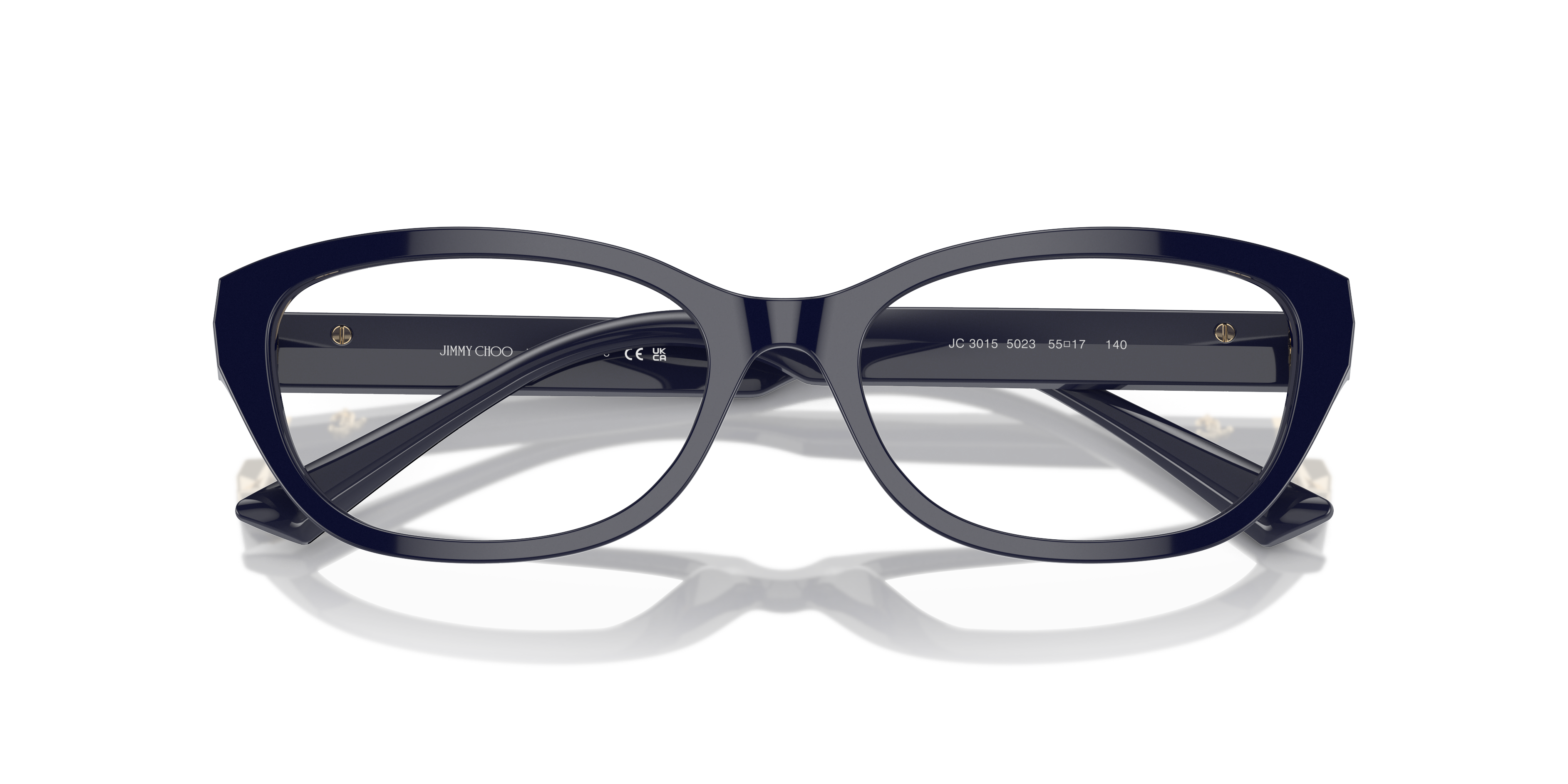 Occhiali da sole Jimmy Choo JC3015 Black da donna, modello cat-eye in acetato nero lucido, eleganti e moderni.