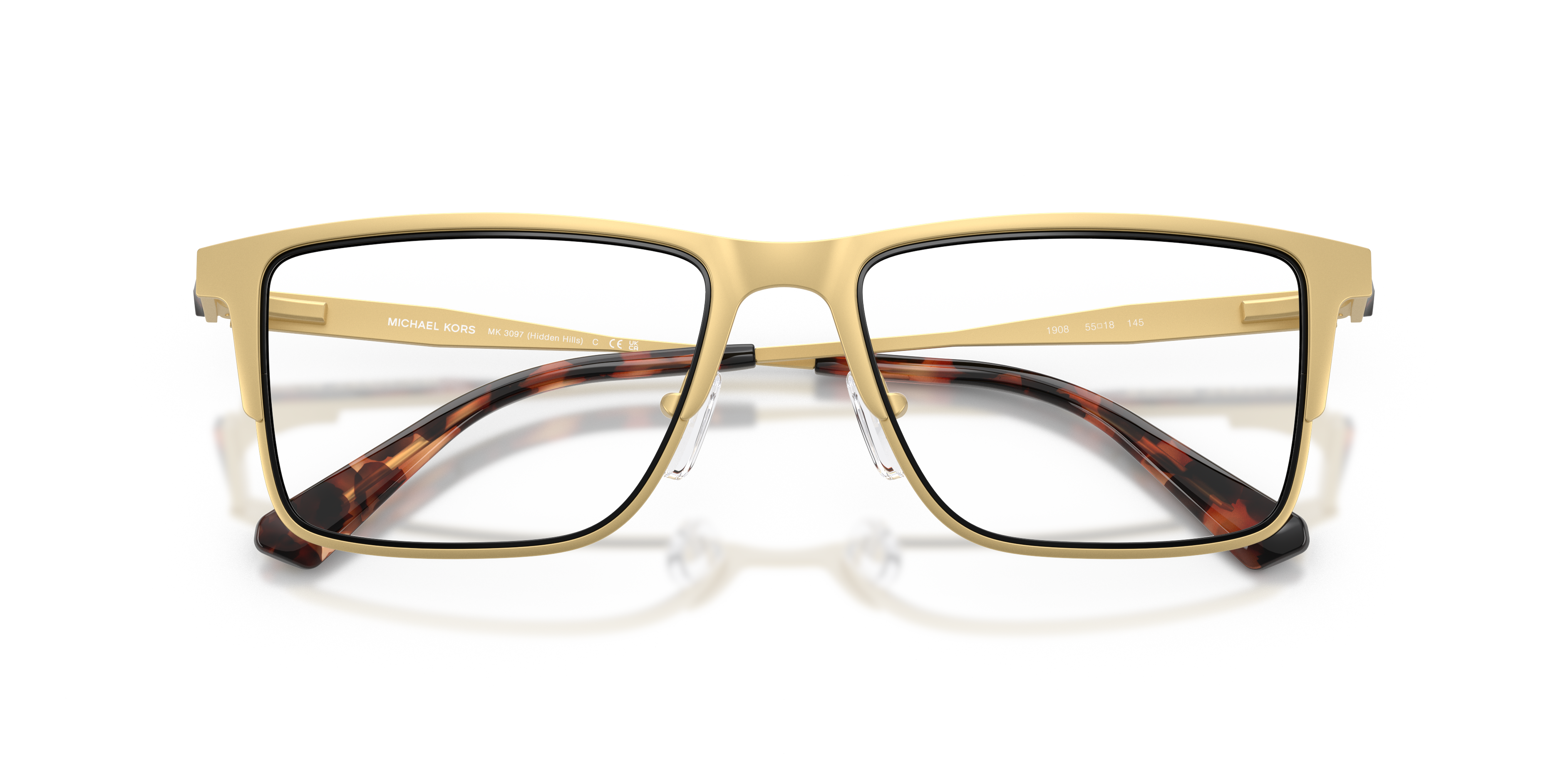 Occhiali da sole uomo Michael Kors 0MK3097 Hidden Hills con montatura squadrata color Matte Husk e lenti scure, mostrati fron