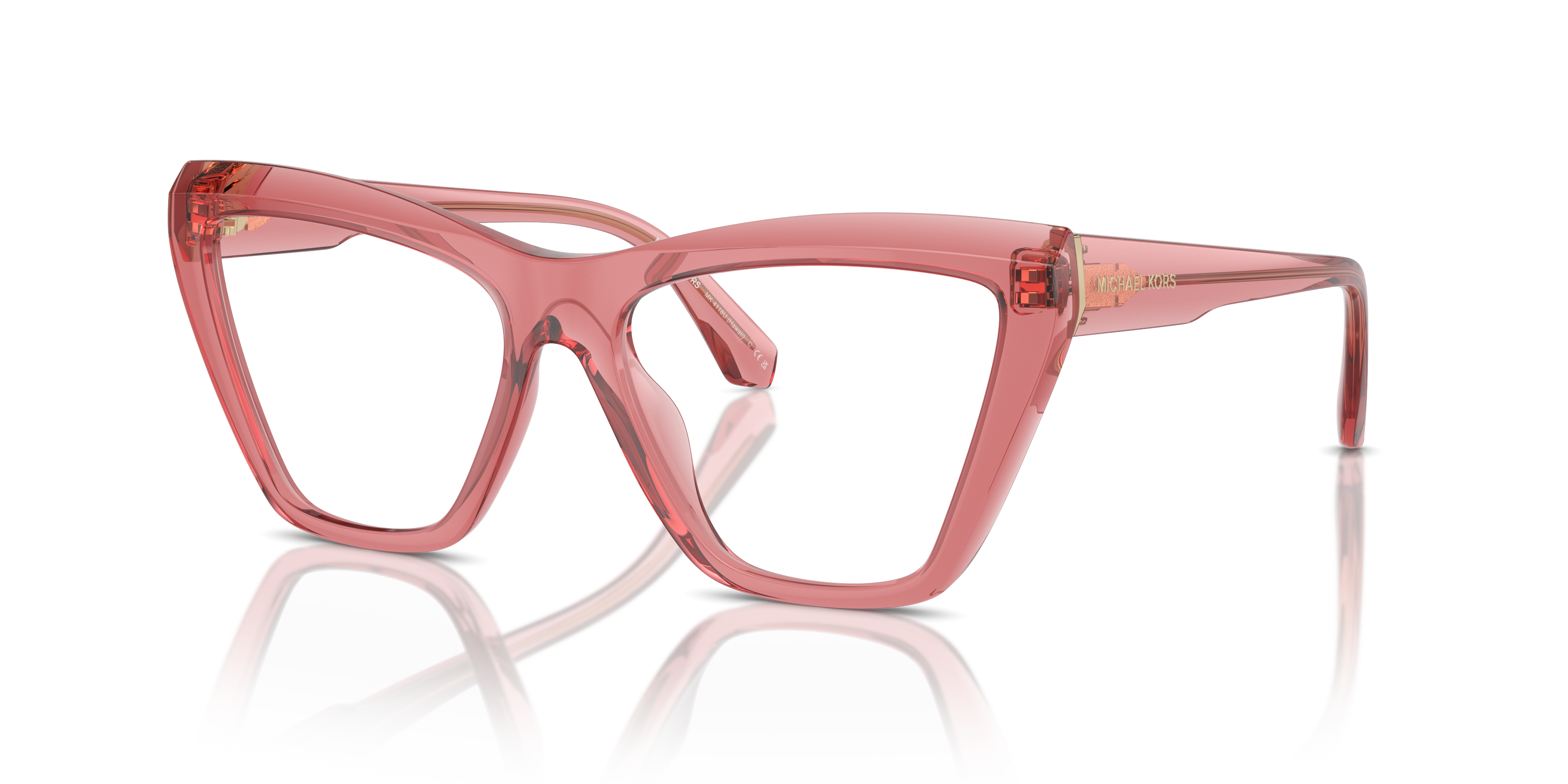 Occhiali da sole Michael Kors Hawaii 0MK4118U Rose Transparent da donna, frontale e laterale