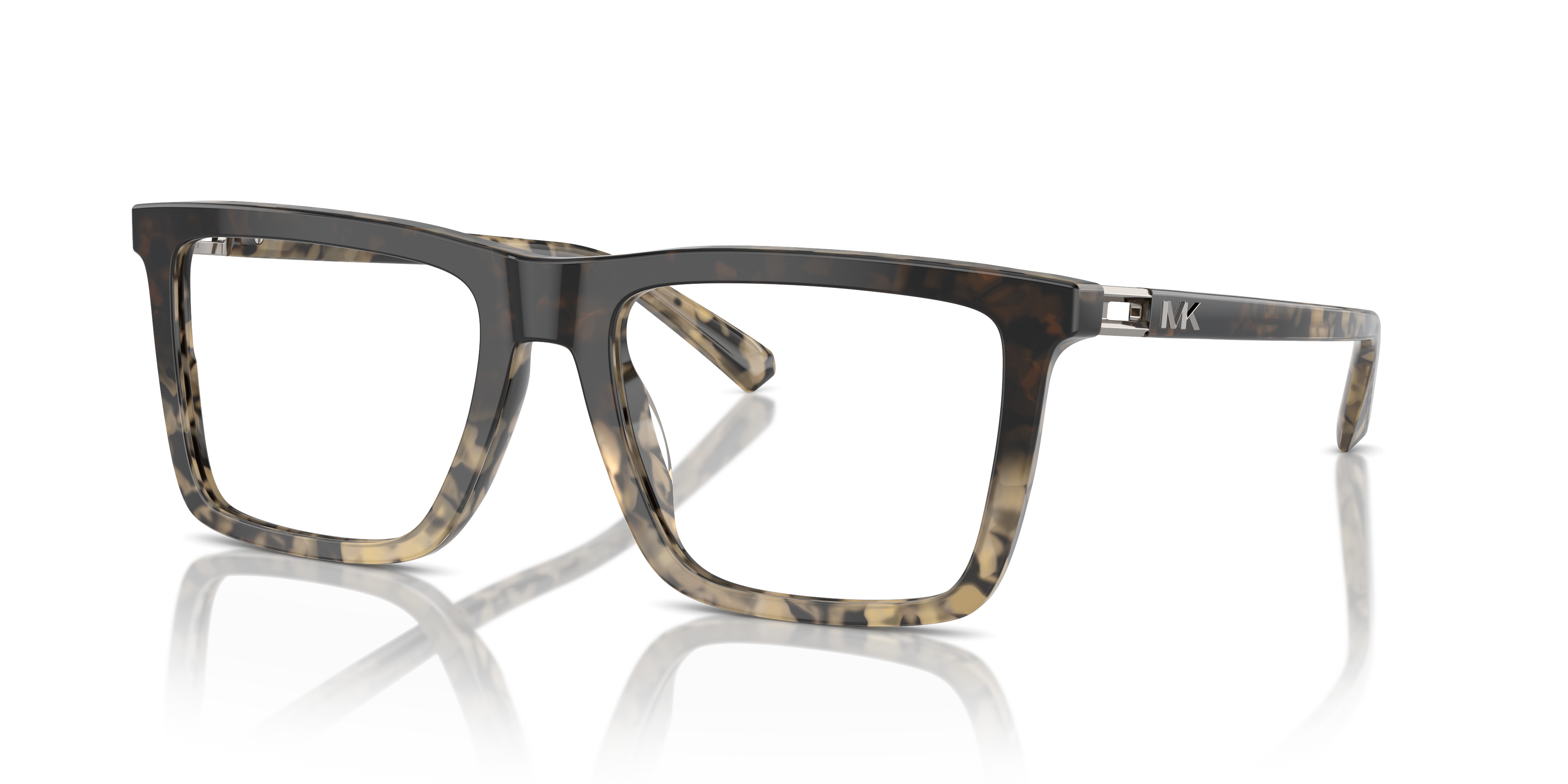 Occhiali da sole Michael Kors SORENGO per uomo 0MK4124U, colore Black Gradient Tortoise, visti di fronte con le aste aperte s