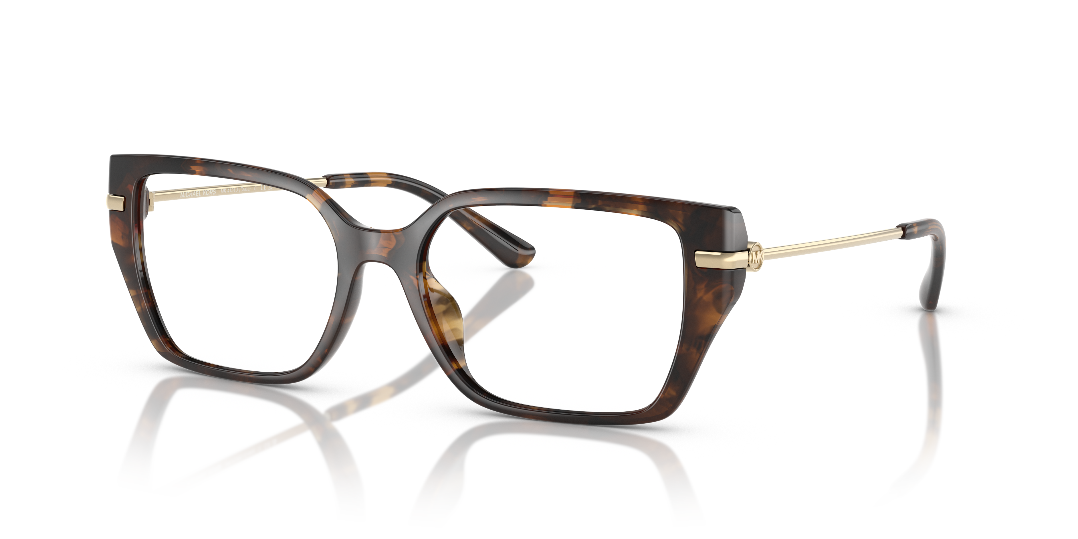 Occhiali da sole Michael Kors Crete da donna, modello MK4134U, colore Dark Tortoise, visti di fronte su sfondo neutro che ne
