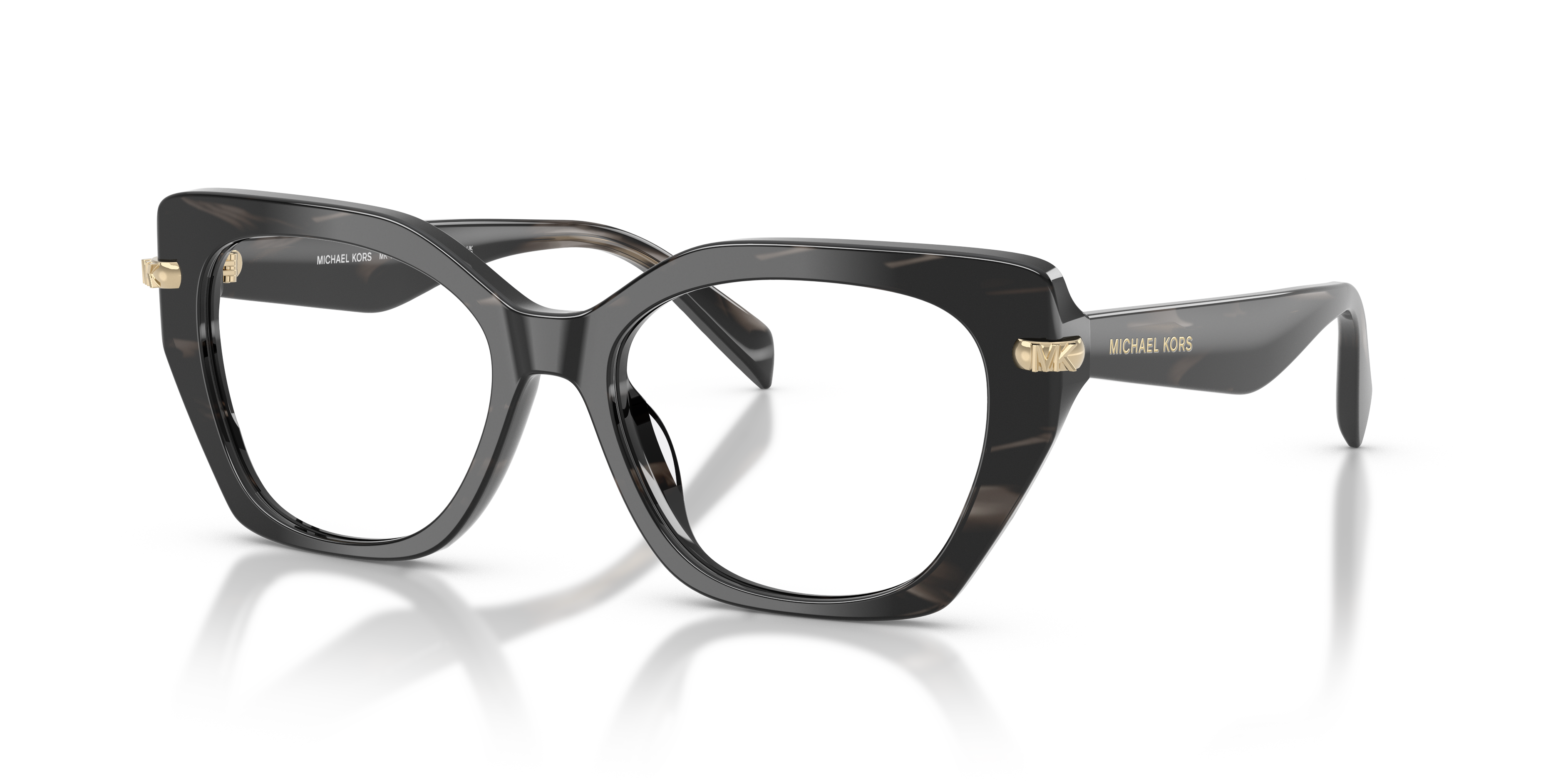 Occhiali da sole Michael Kors Nashville Black Horn, montatura in acetato nero con effetto corno, lenti scure e logo dorato su