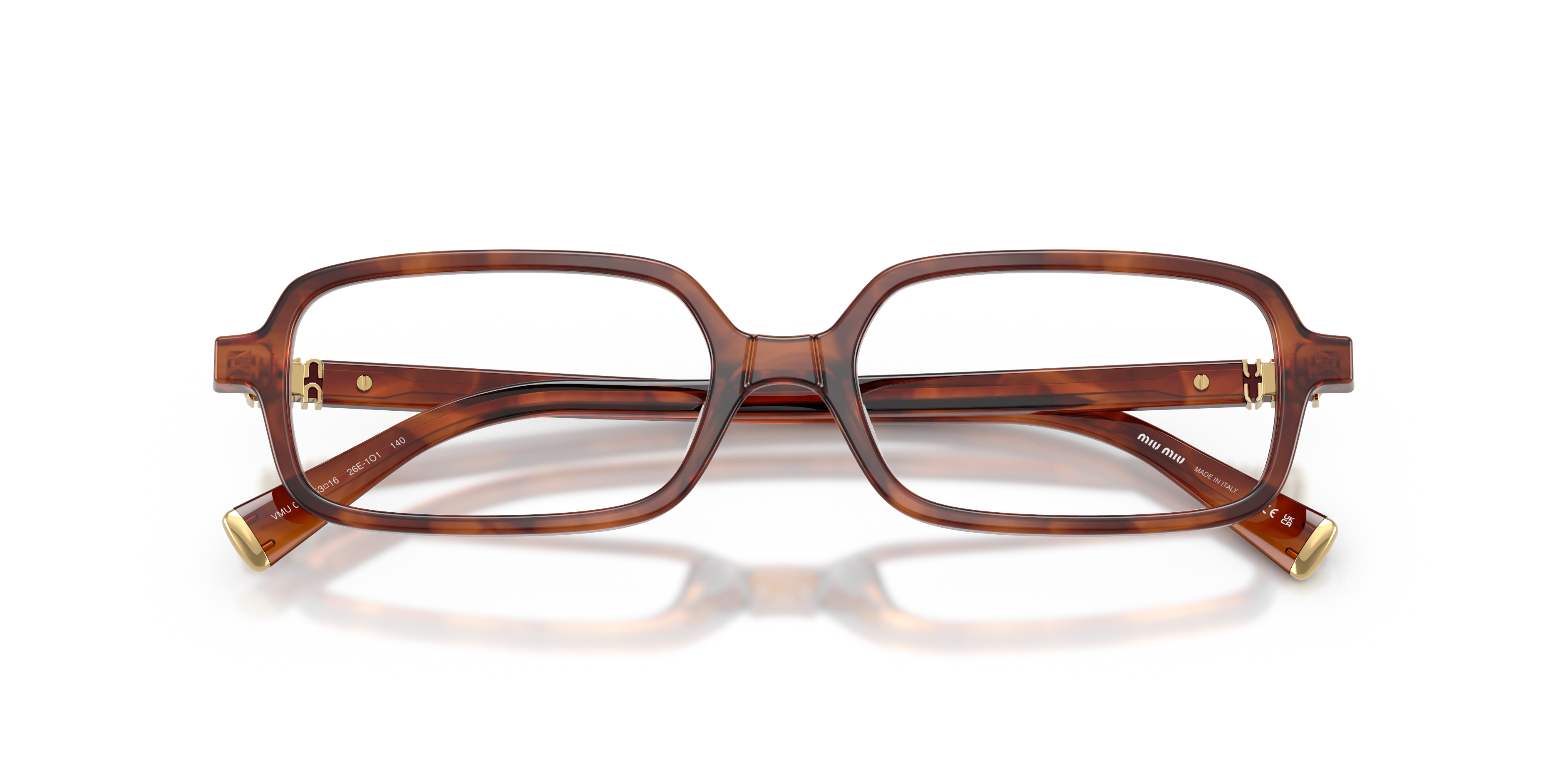 Occhiali da sole Miu Miu MU 01YV neri da donna con montatura cat-eye, visti frontalmente su sfondo chiaro, che mostrano la br