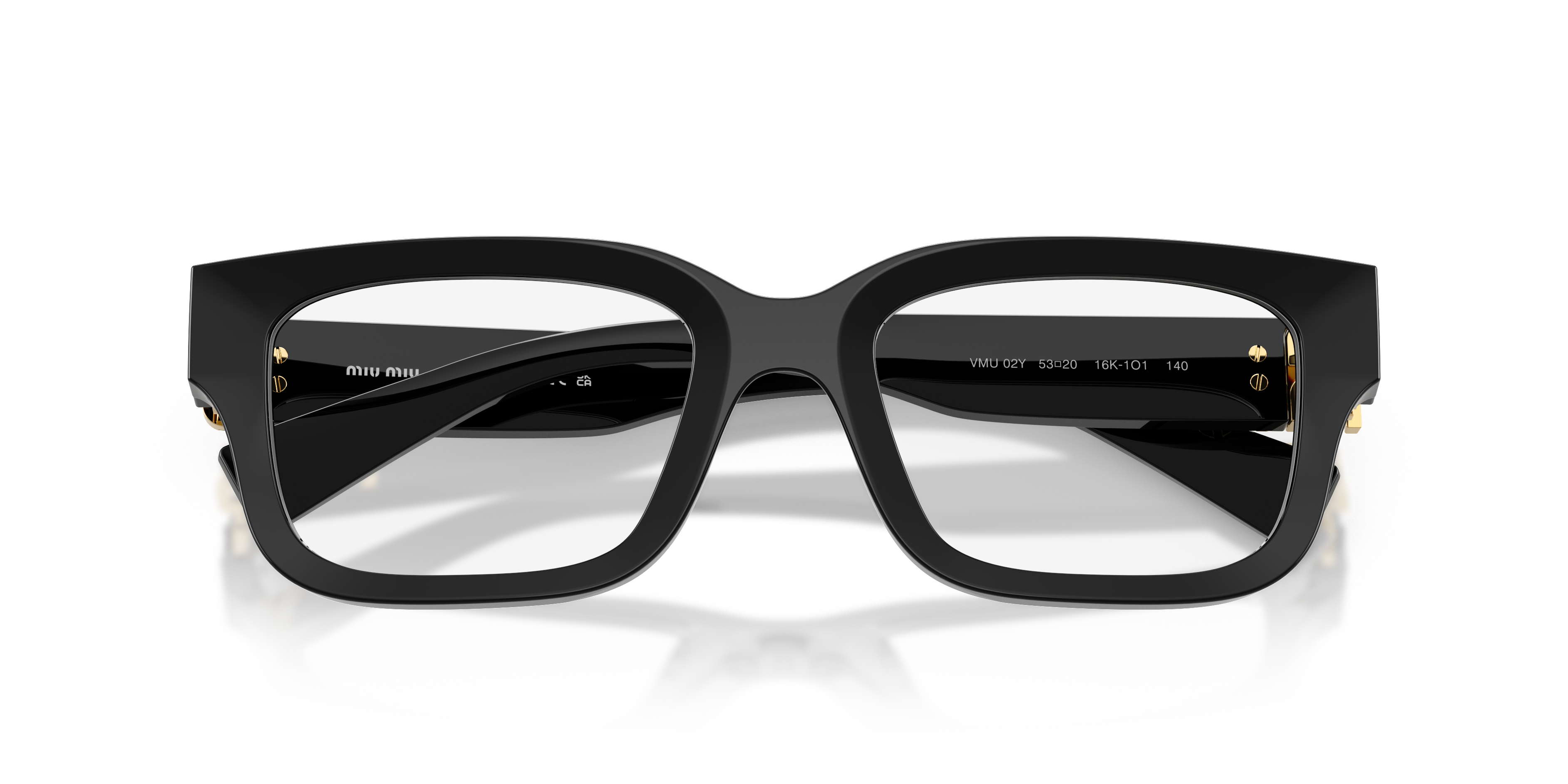 Occhiali da sole Miu Miu 0MU 02YV da donna con montatura trasparente, visti di fronte.