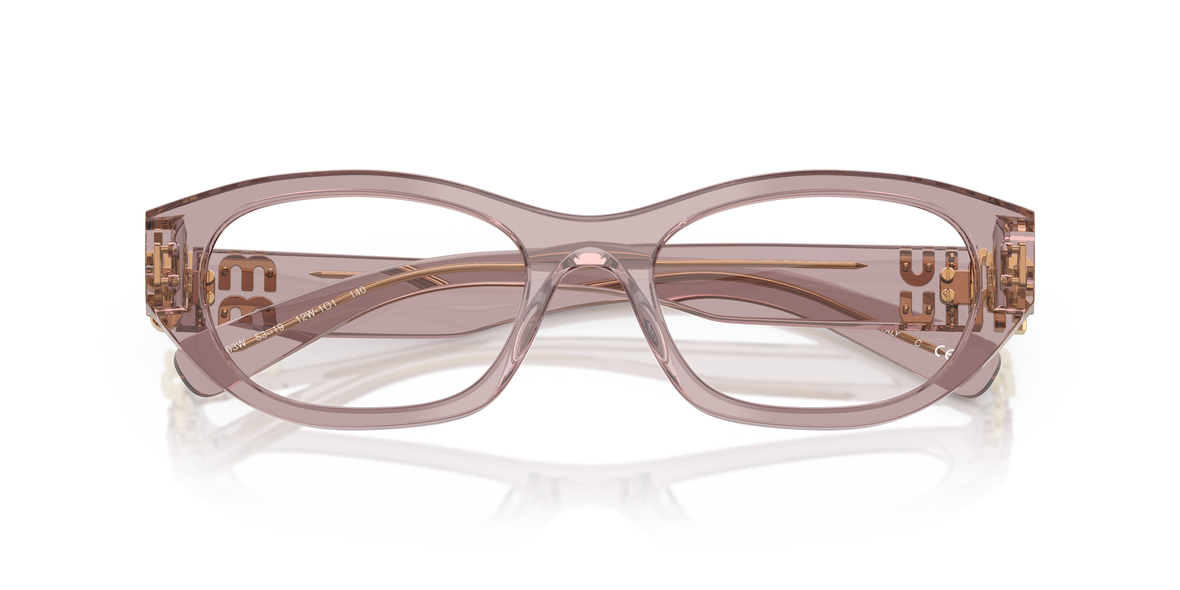 Occhiali da sole Miu Miu donna MU 03WV Havana Honey con montatura cat-eye, lenti scure, indossati su sfondo neutro.