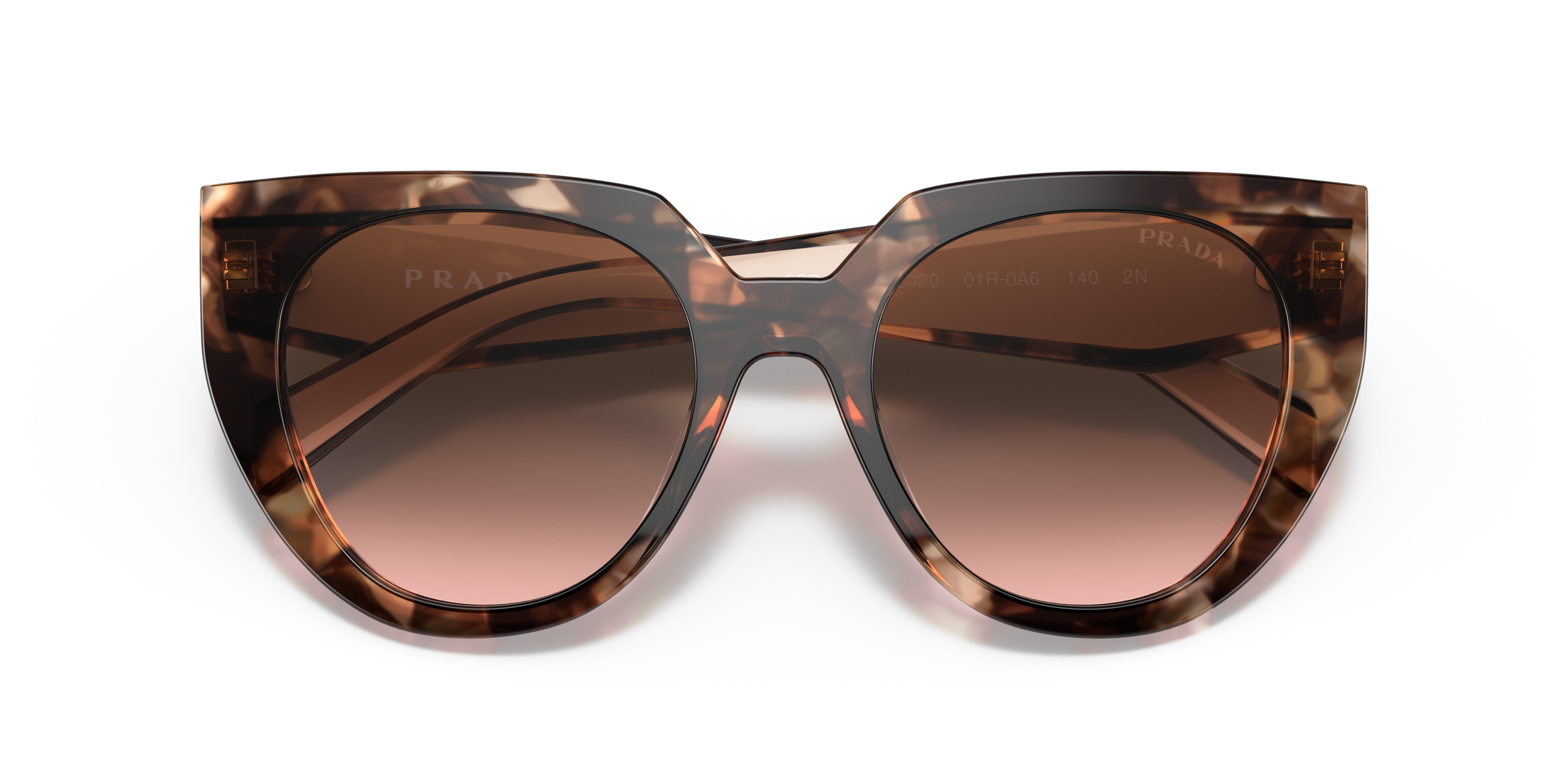 Occhiali da sole Prada 0PR 14WS neri donna con lenti scure e montatura in acetato su sfondo neutro, mostrati frontalmente.
