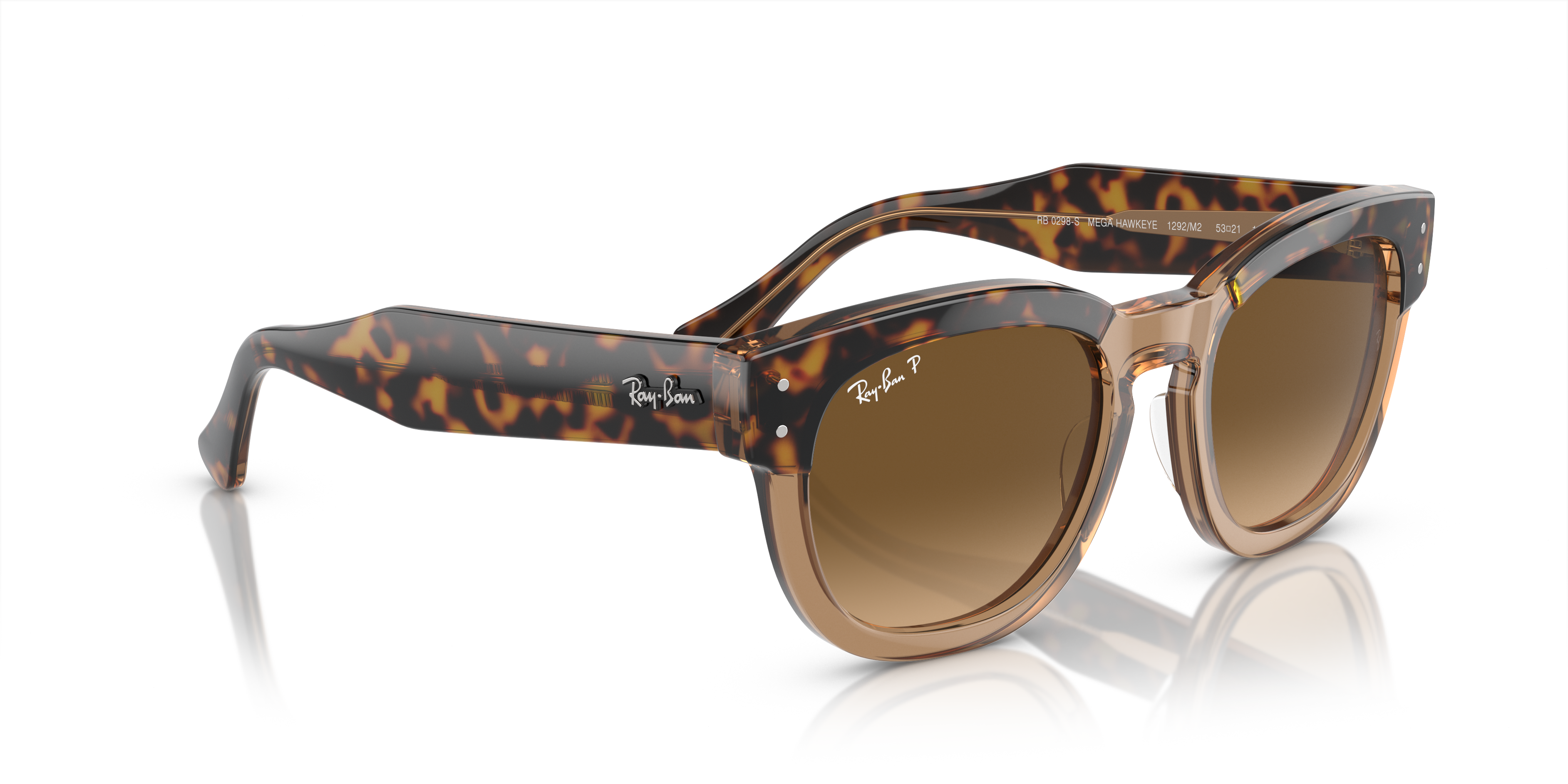 RAY-BAN RB 0298S MEGA HAWKEYE 1292M2 HAVANA ON TRANSPARENT BROWN | UNISEX SUNGLASSES 