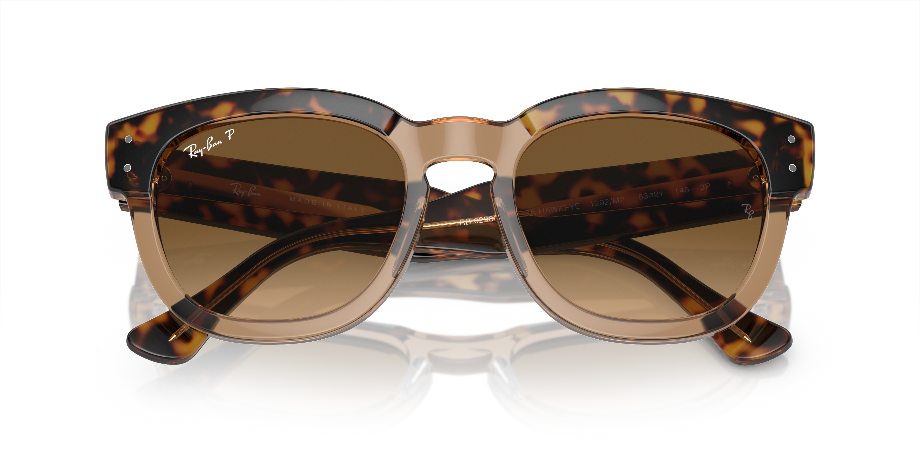 RAY-BAN RB 0298S MEGA HAWKEYE 1292M2 HAVANA ON TRANSPARENT BROWN | UNISEX SUNGLASSES 
