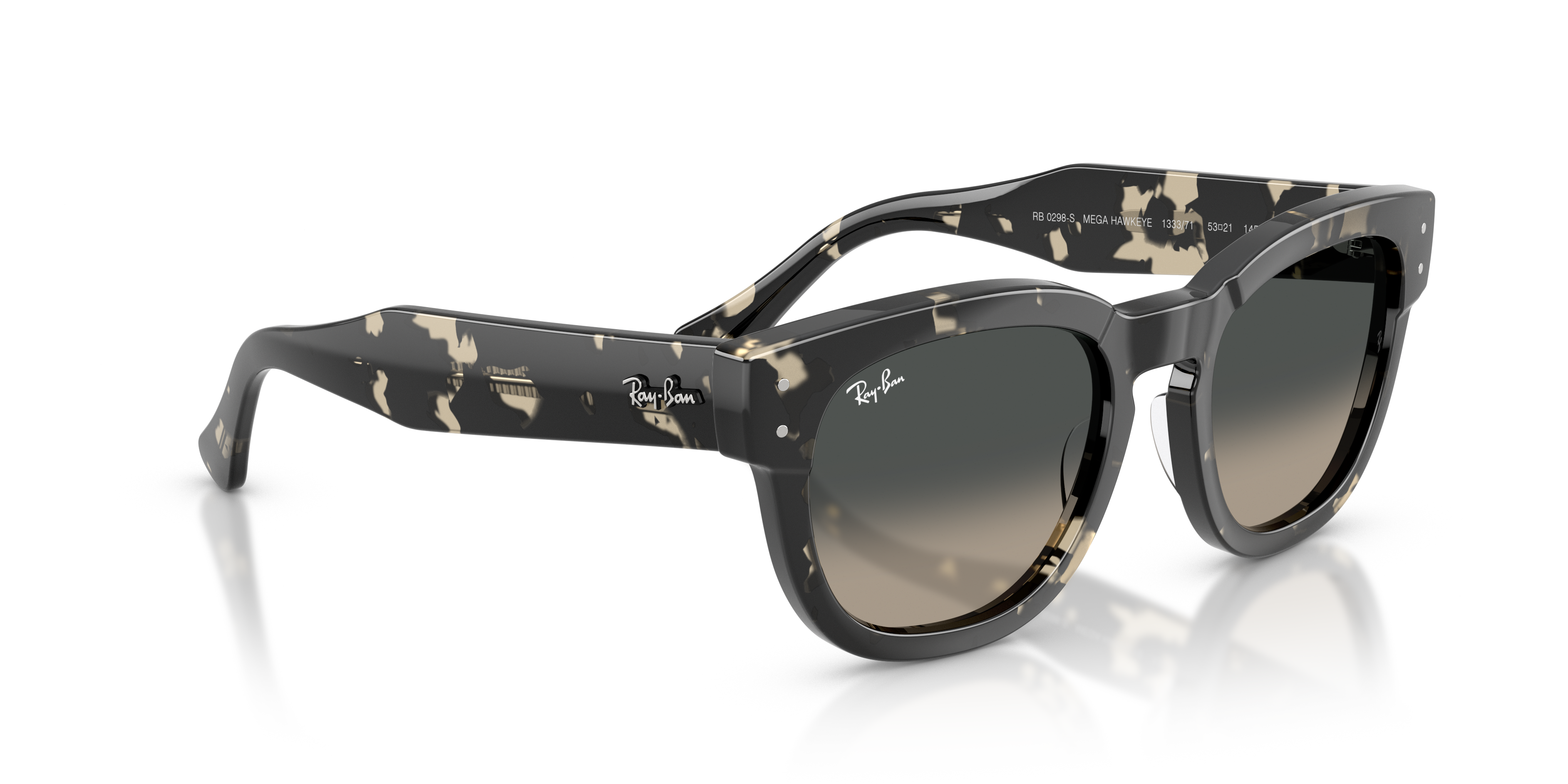 RAY-BAN RB 0298S MEGA HAWKEYE 1292M2 HAVANA ON TRANSPARENT BROWN | UNISEX SUNGLASSES 