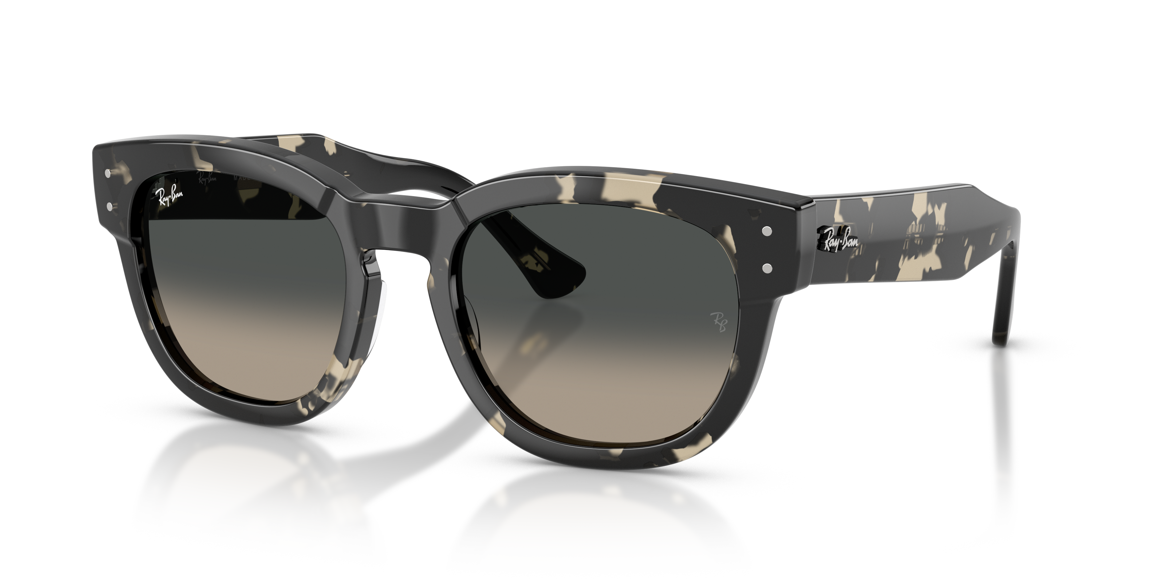 Occhiali da sole Ray-Ban Mega Hawkeye 0RB0298S Grey Havana, montatura spessa in acetato bicolore grigio-tartaruga, lenti scur