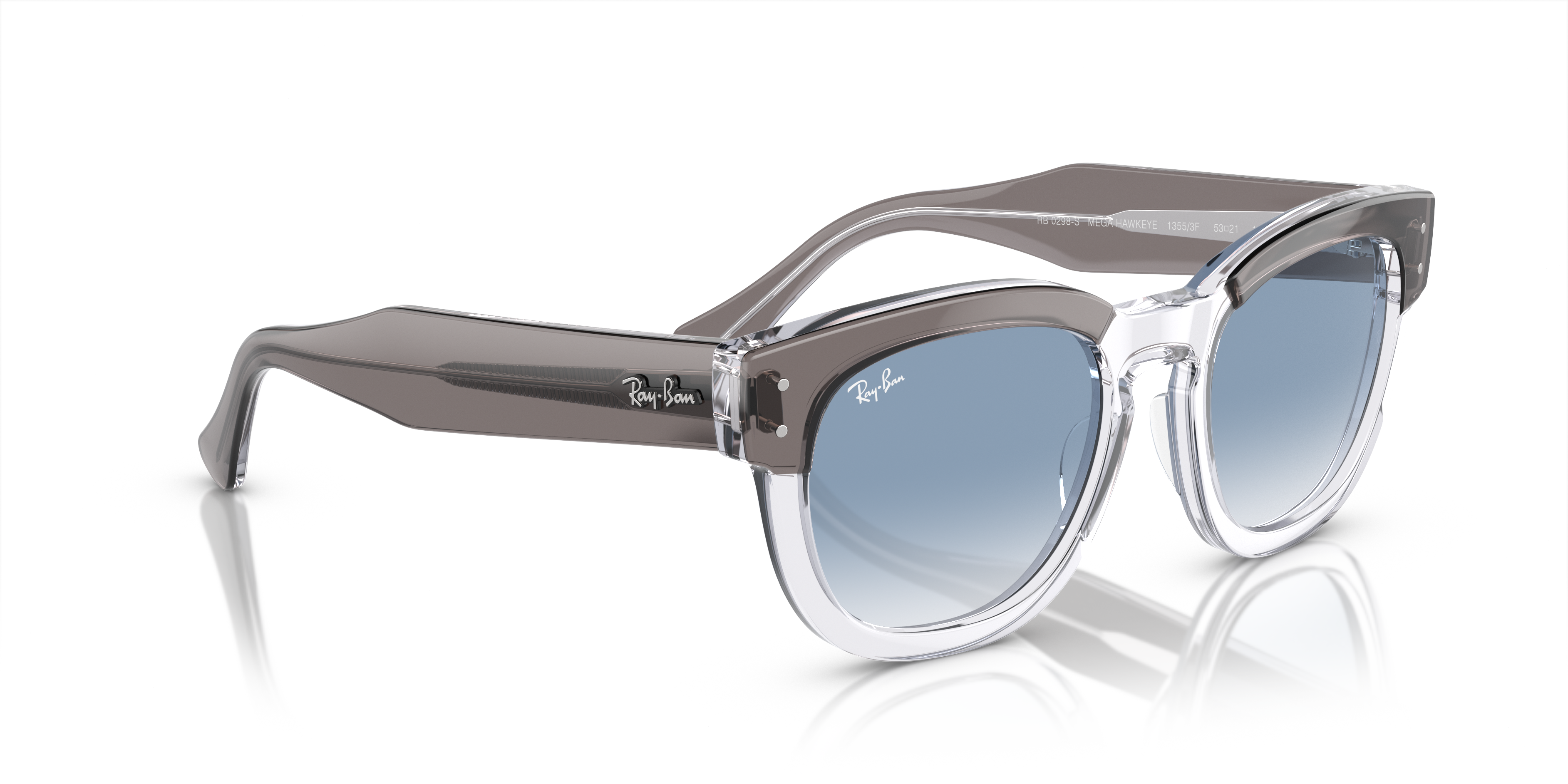 RAY-BAN RB 0298S MEGA HAWKEYE 1292M2 HAVANA ON TRANSPARENT BROWN | UNISEX SUNGLASSES 