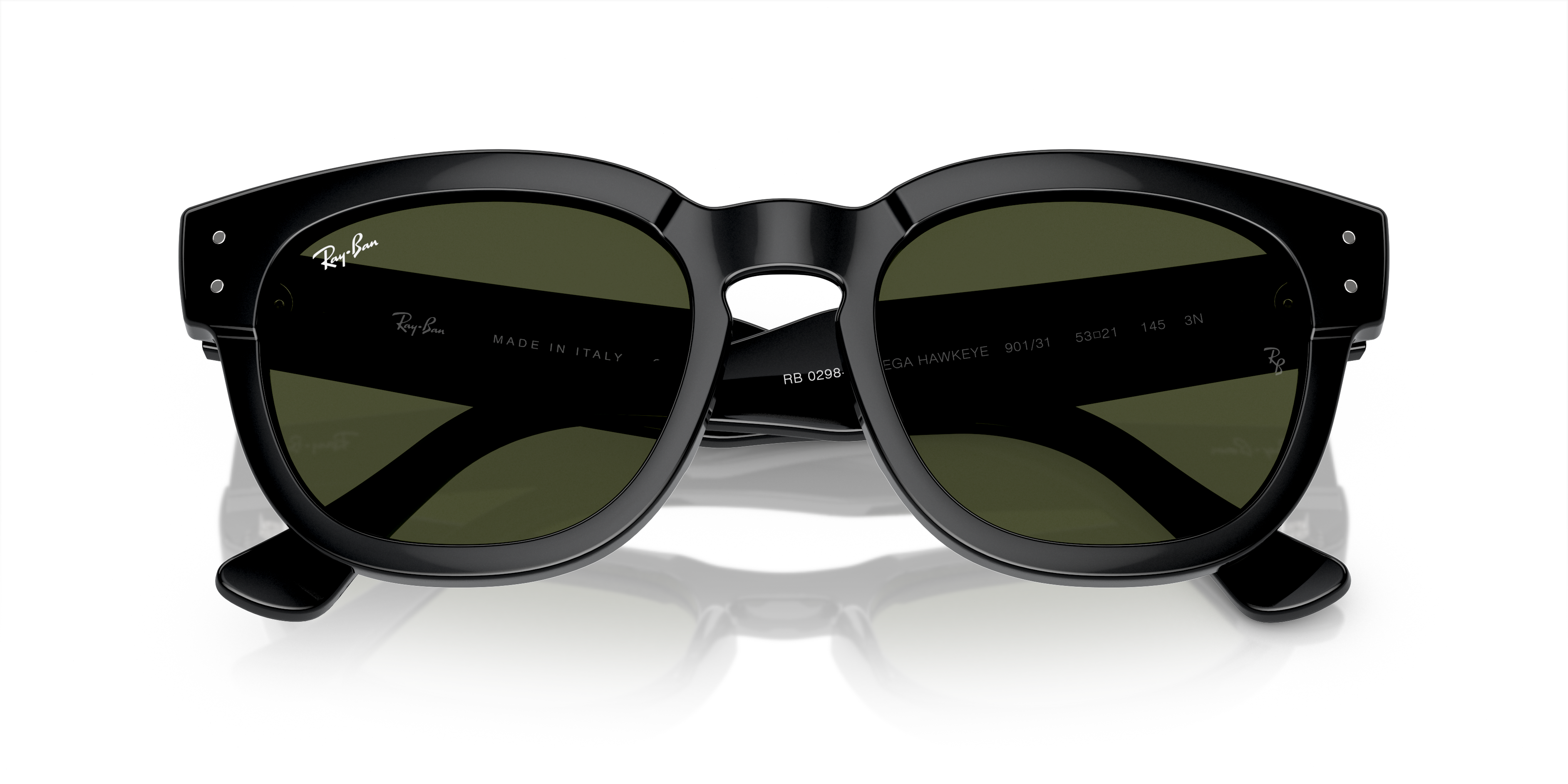 Occhiali da sole Ray-Ban Mega Hawkeye 0RB0298S Grey Havana, montatura spessa in acetato bicolore grigio-tartaruga, lenti scur