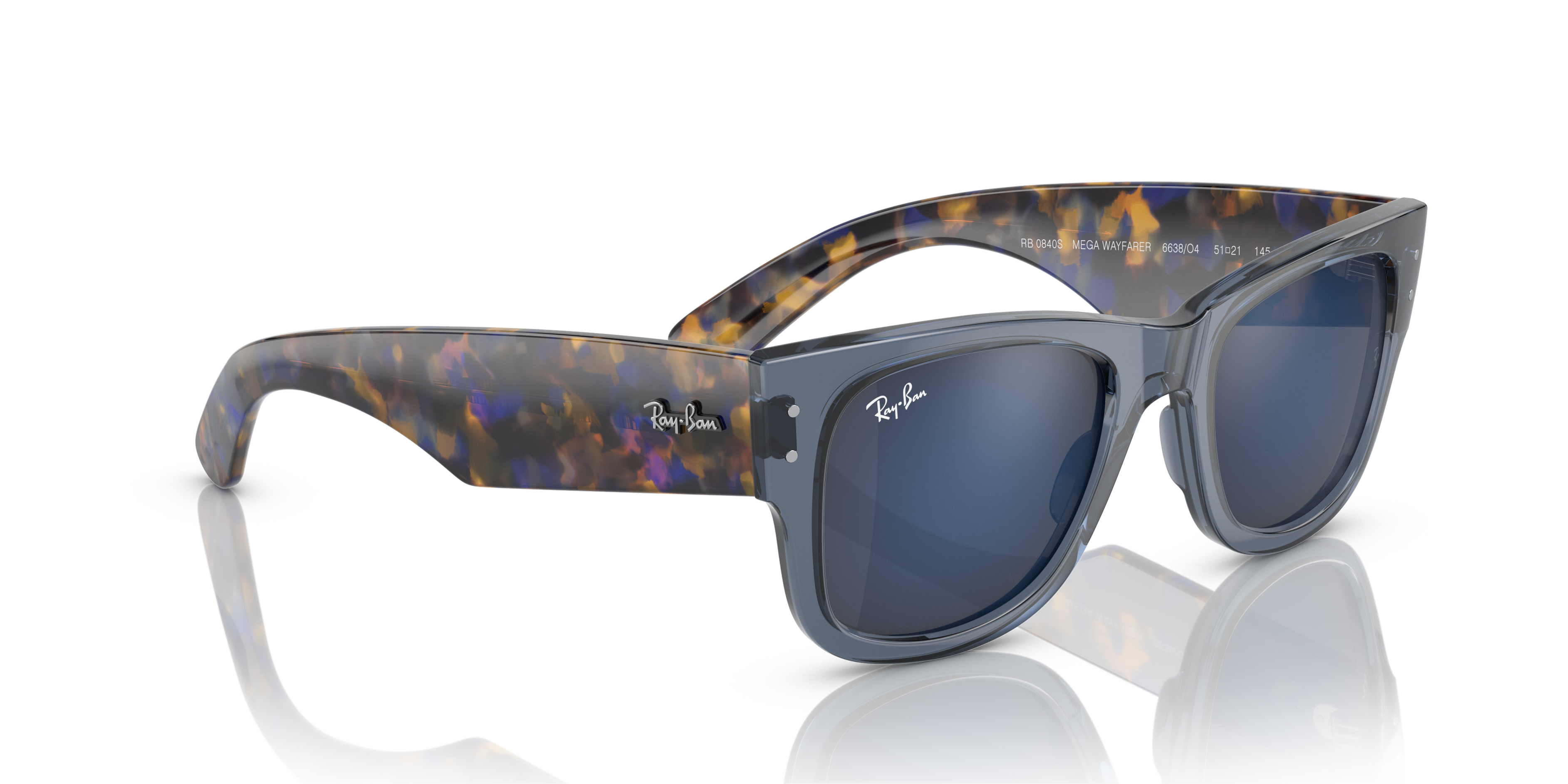 Ray-Ban Mega Wayfarer Marrone Trasparente - Occhiali da Sole Unisex