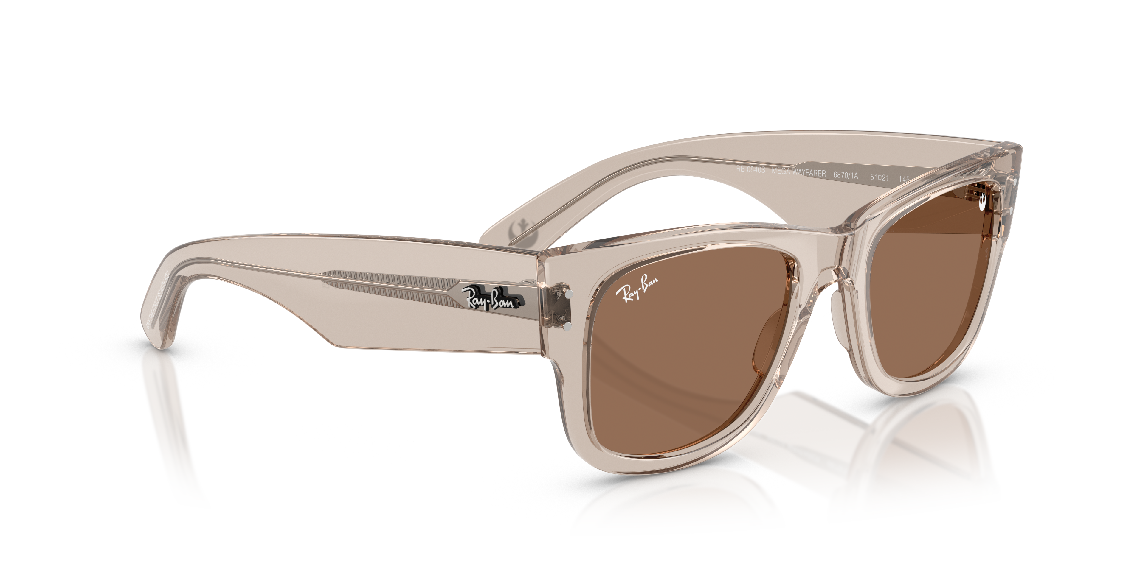 Ray-Ban Mega Wayfarer Marrone Trasparente - Occhiali da Sole Unisex
