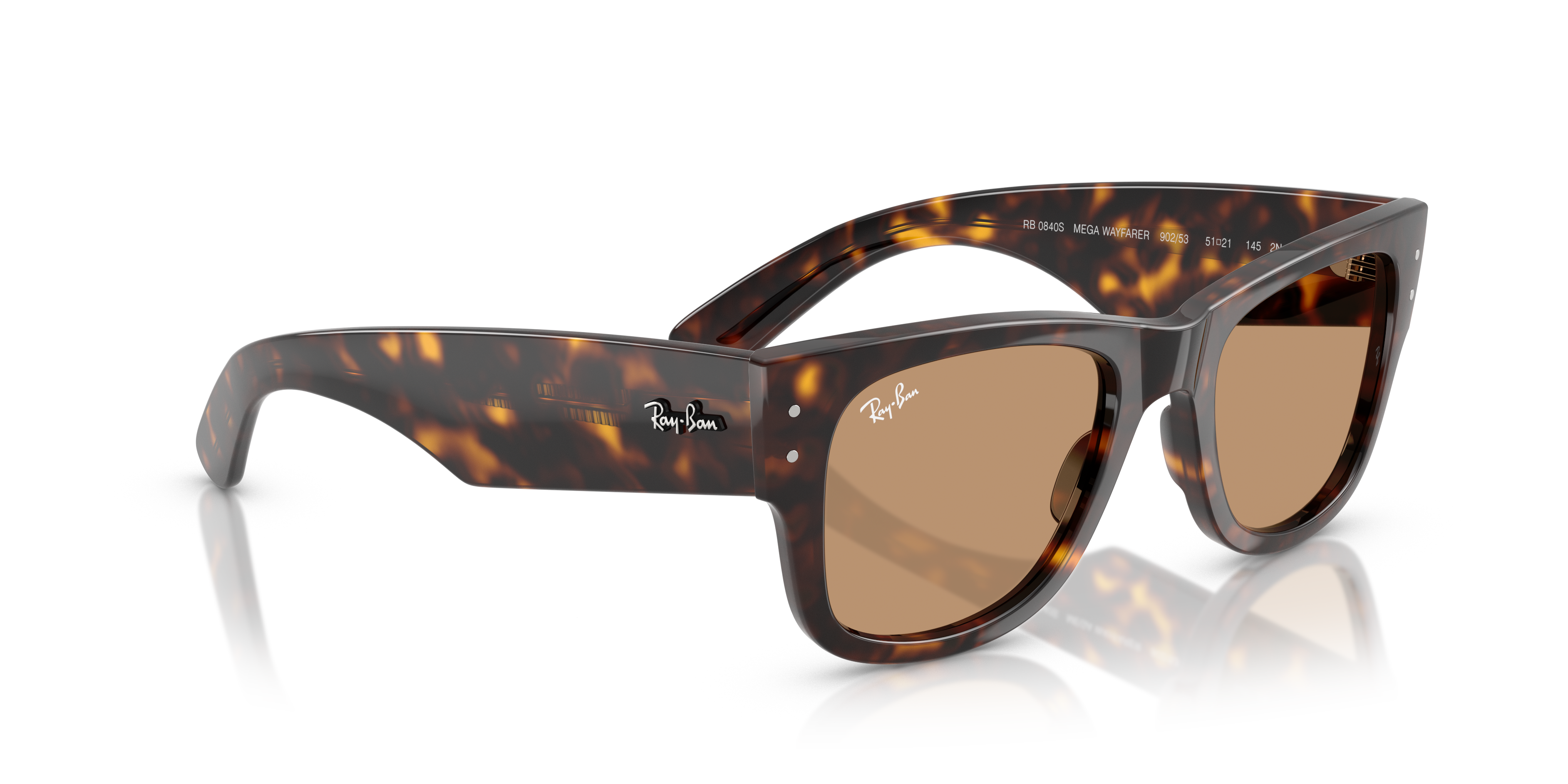 Ray-Ban Mega Wayfarer Marrone Trasparente - Occhiali da Sole Unisex
