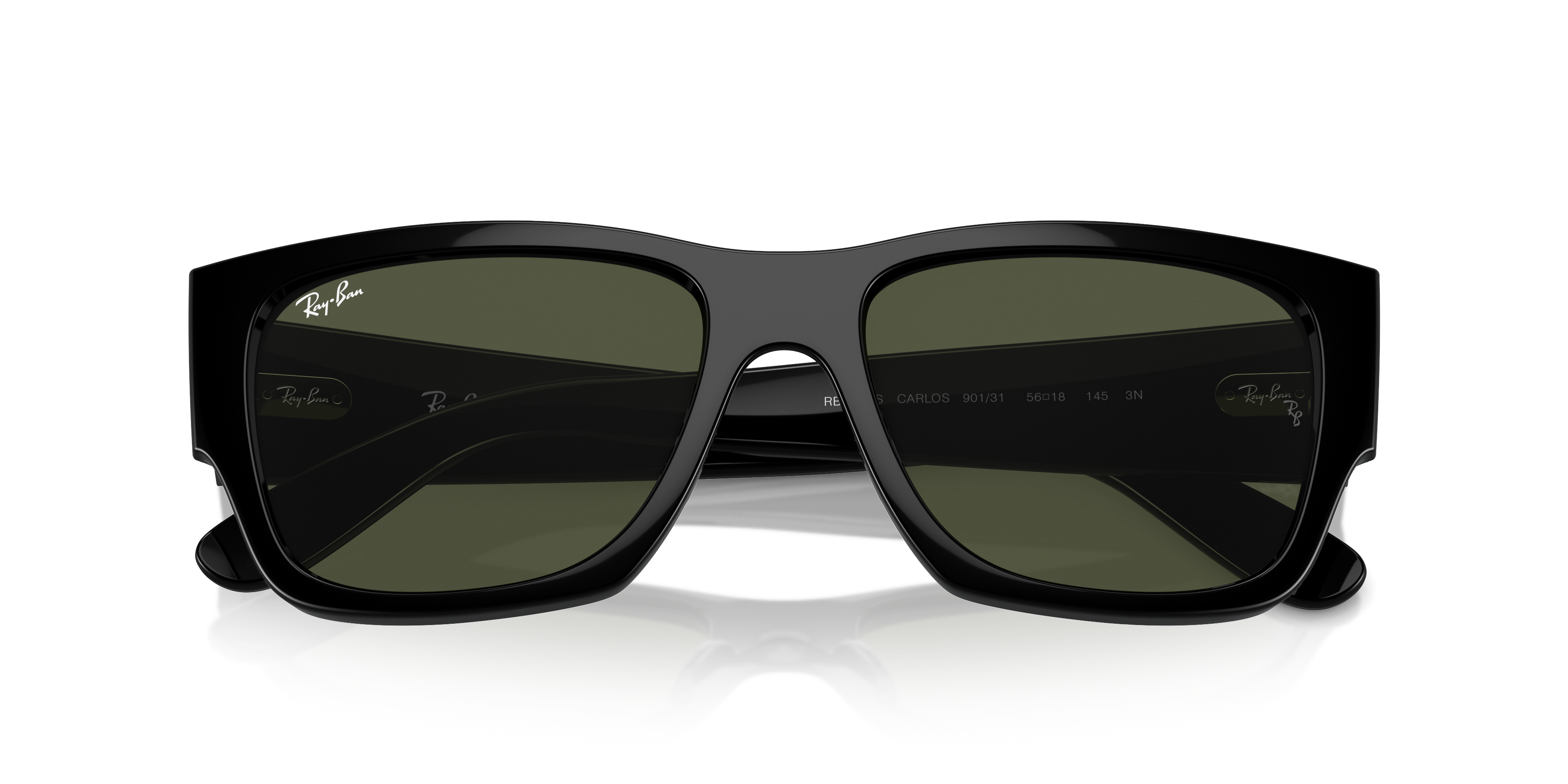 Occhiali da sole Ray-Ban Carlos 0RB0947S Transparent Light Brown unisex, visti di fronte su sfondo chiaro.
