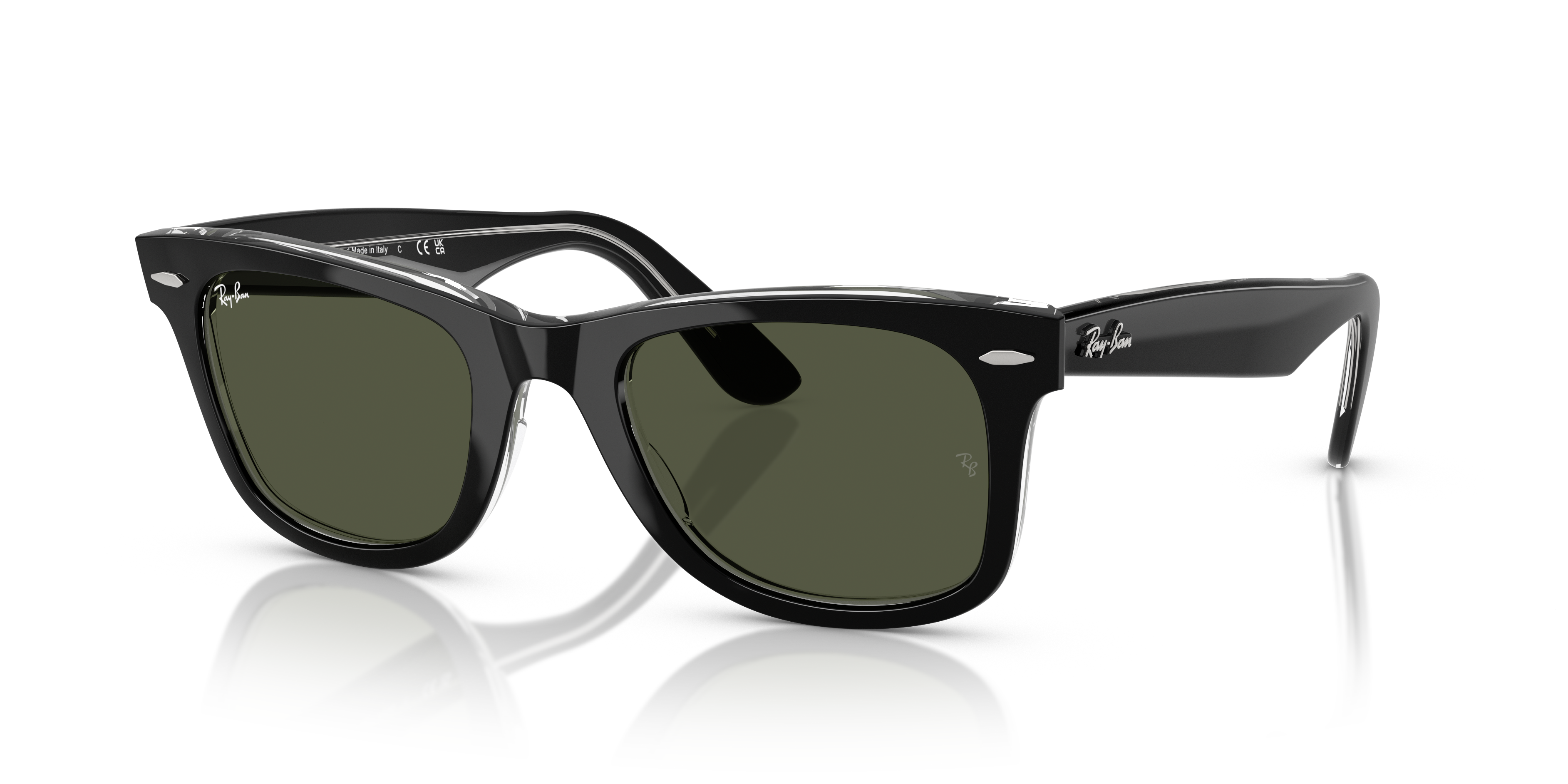 Ray-Ban Wayfarer 0RB2140 Verde Trasparente | Occhiali da Sole Original