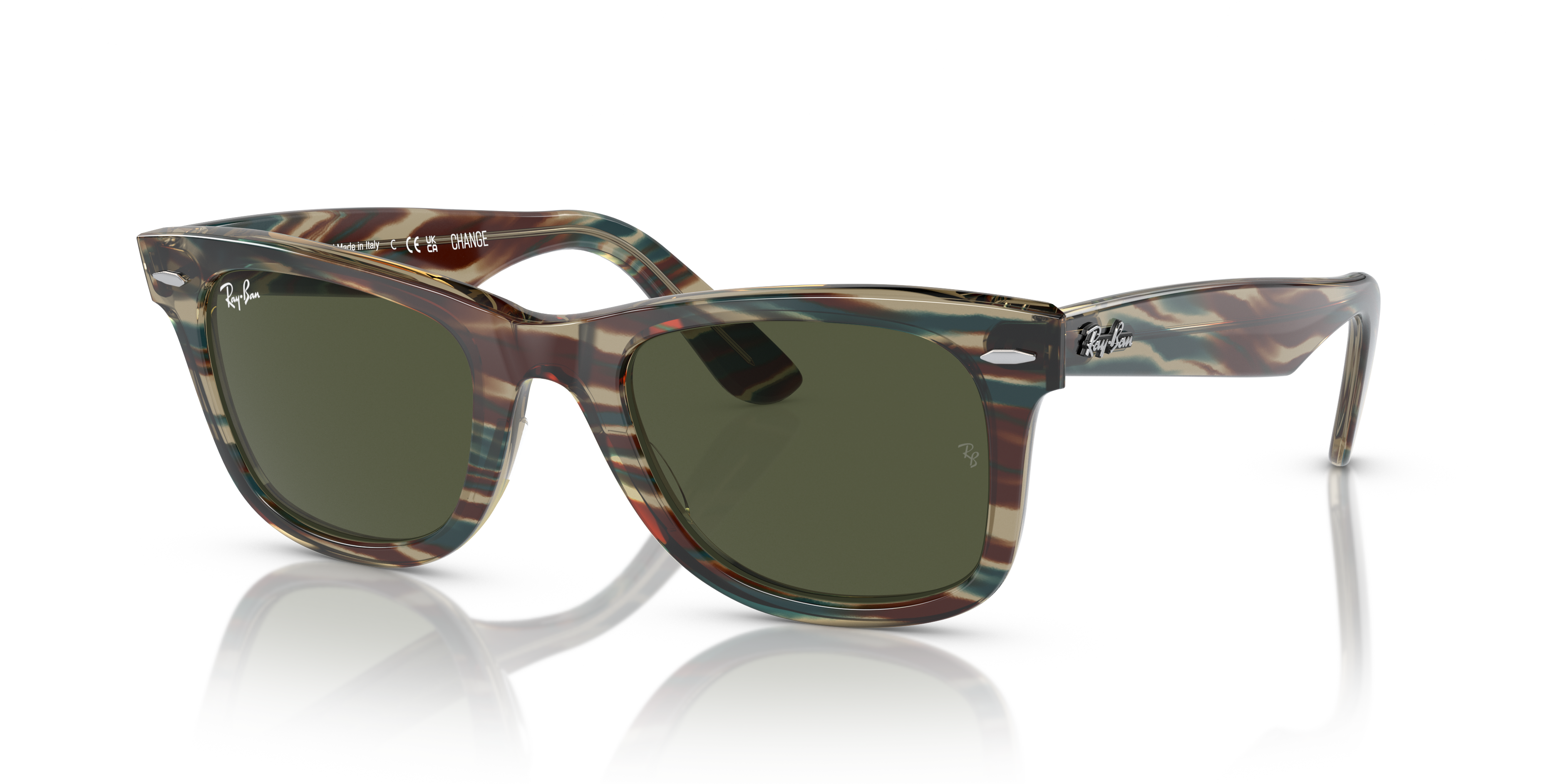 Ray-Ban Wayfarer 0RB2140 Verde Trasparente | Occhiali da Sole Original
