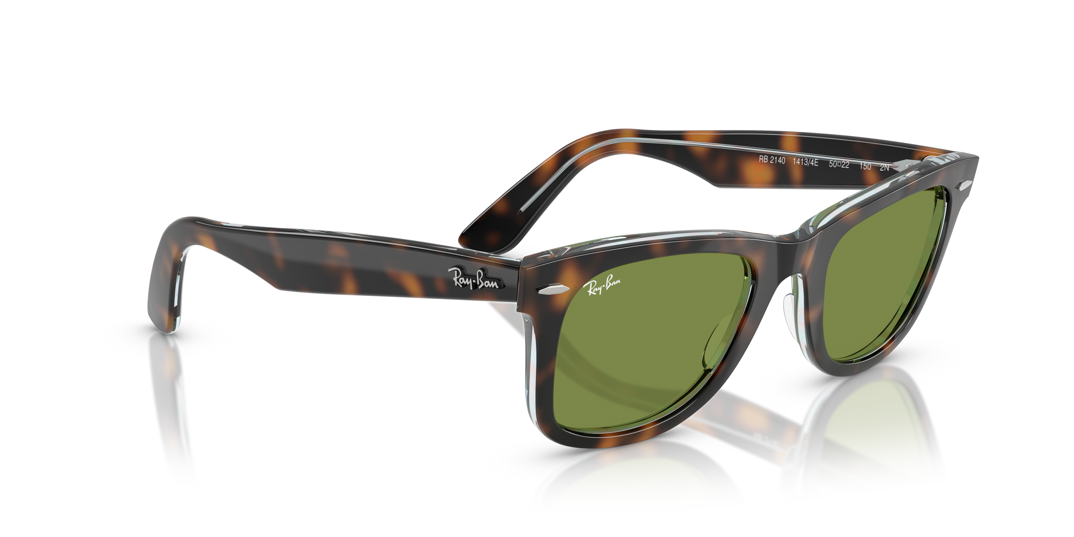 Ray-Ban Wayfarer 0RB2140 Verde Trasparente | Occhiali da Sole Original
