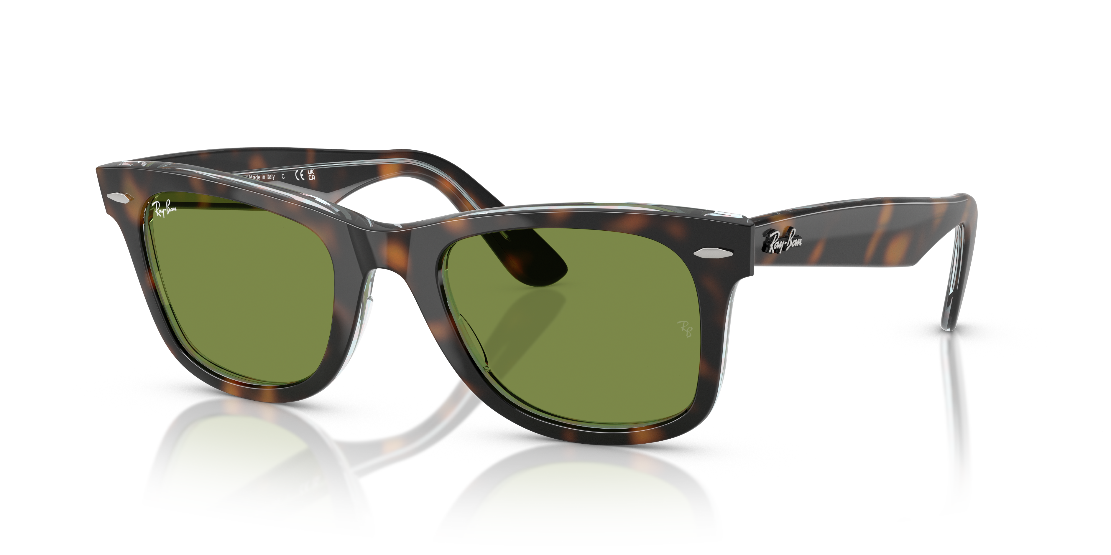 Ray-Ban Wayfarer 0RB2140 Verde Trasparente | Occhiali da Sole Original