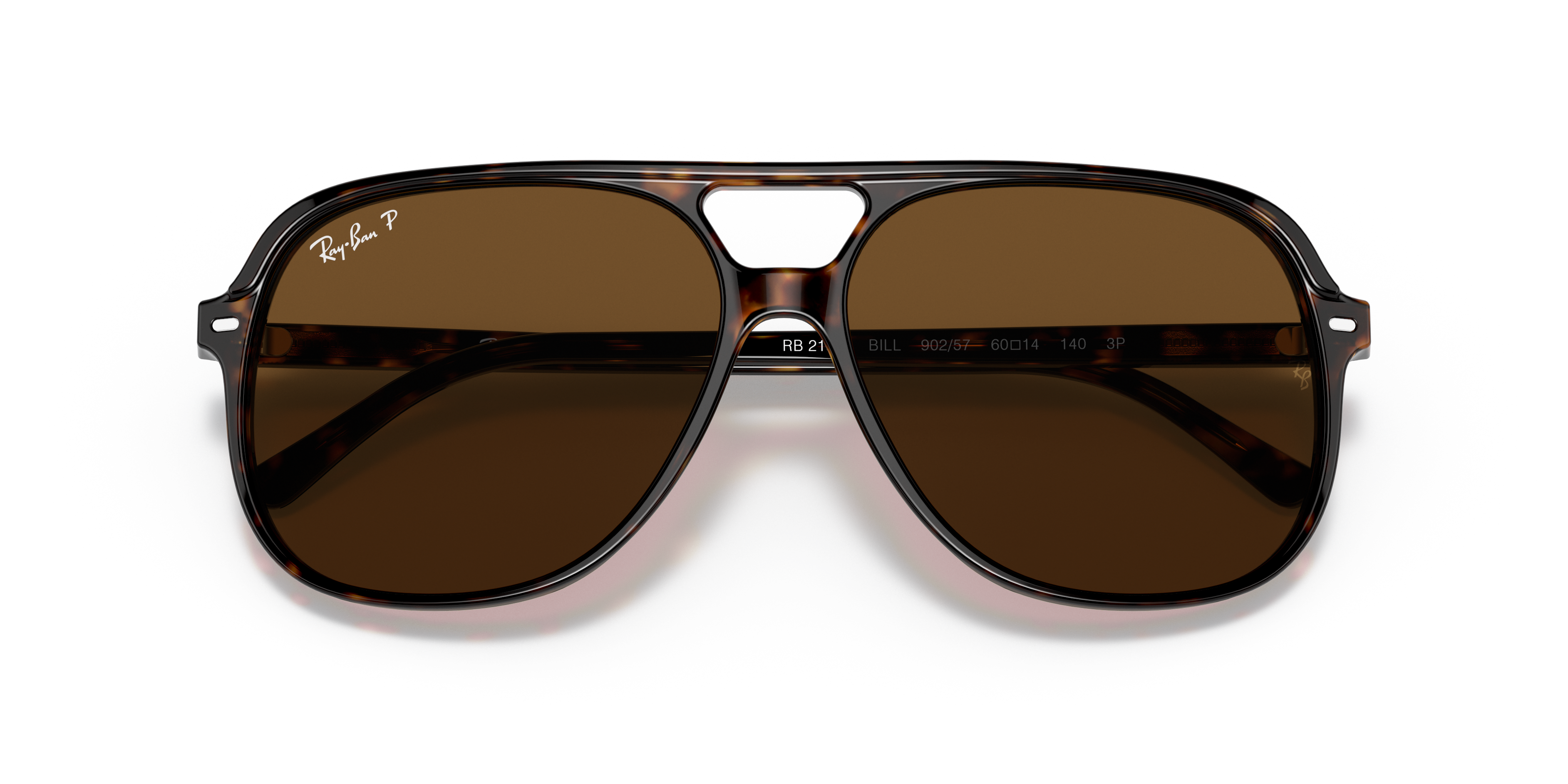 Occhiali da sole Ray-Ban Bill modello 0RB2198 Havana On Transparent Brown, vista frontale su sfondo bianco