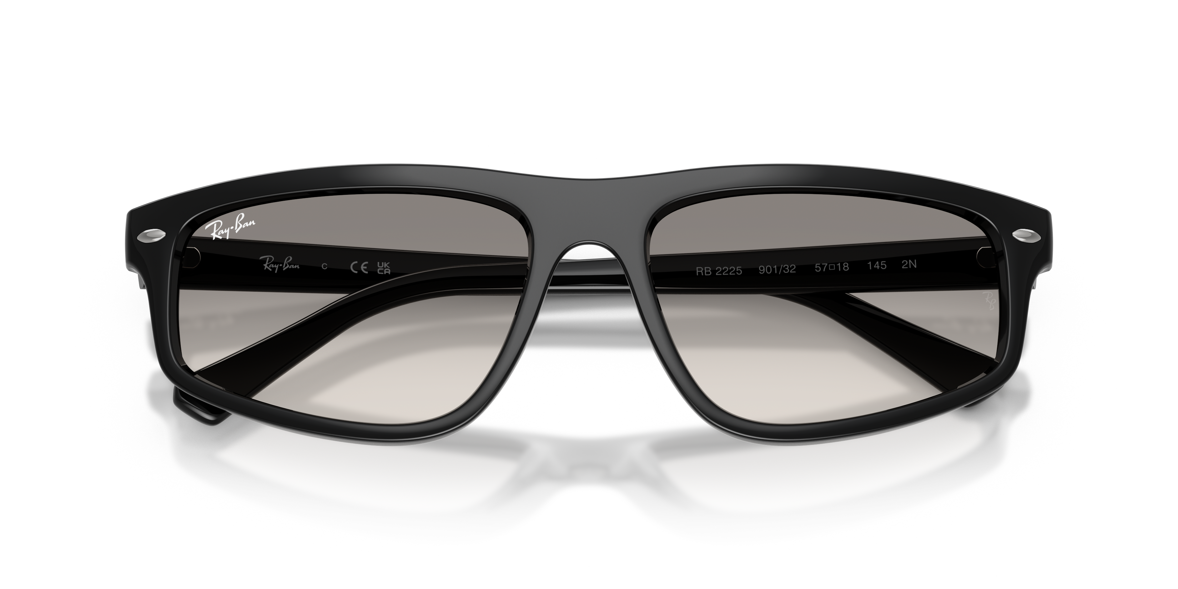 Occhiali da sole Ray-Ban RB2225 marrone trasparente unisex, vista frontale su sfondo bianco